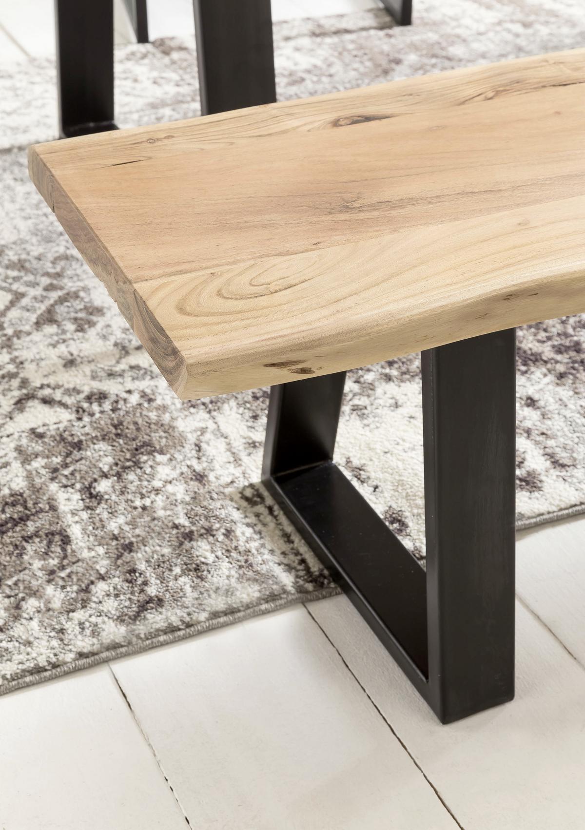 Sitzbank "Gaya", aus Akazie - Schwarz/Akaziefarben, Design, Holz/Metall (160/45/40cm) - MID.YOU