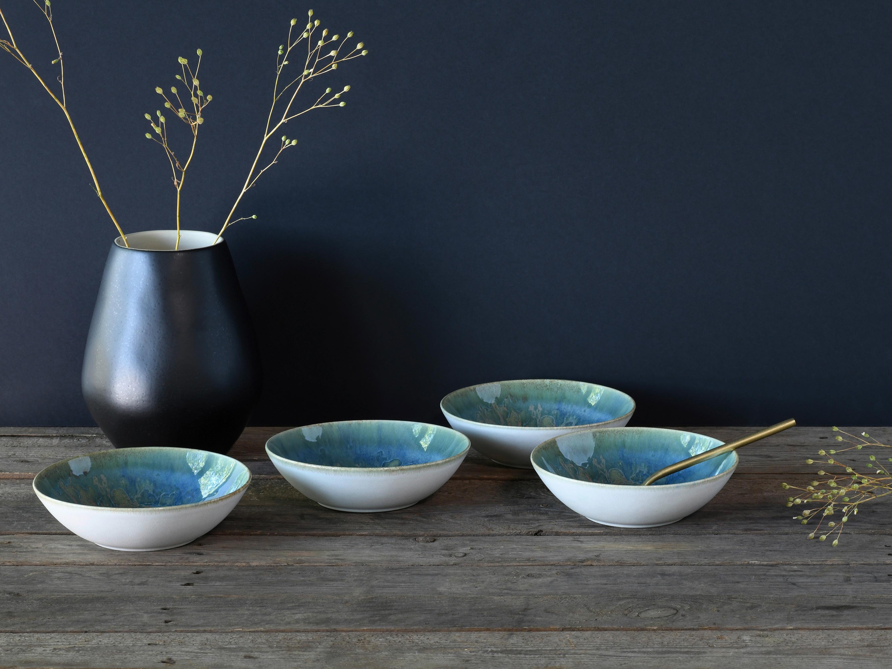 Set Skodelic Yuki Uno, 4-Delni - modra/zelena, Basics, keramika (17cm) - Creatable