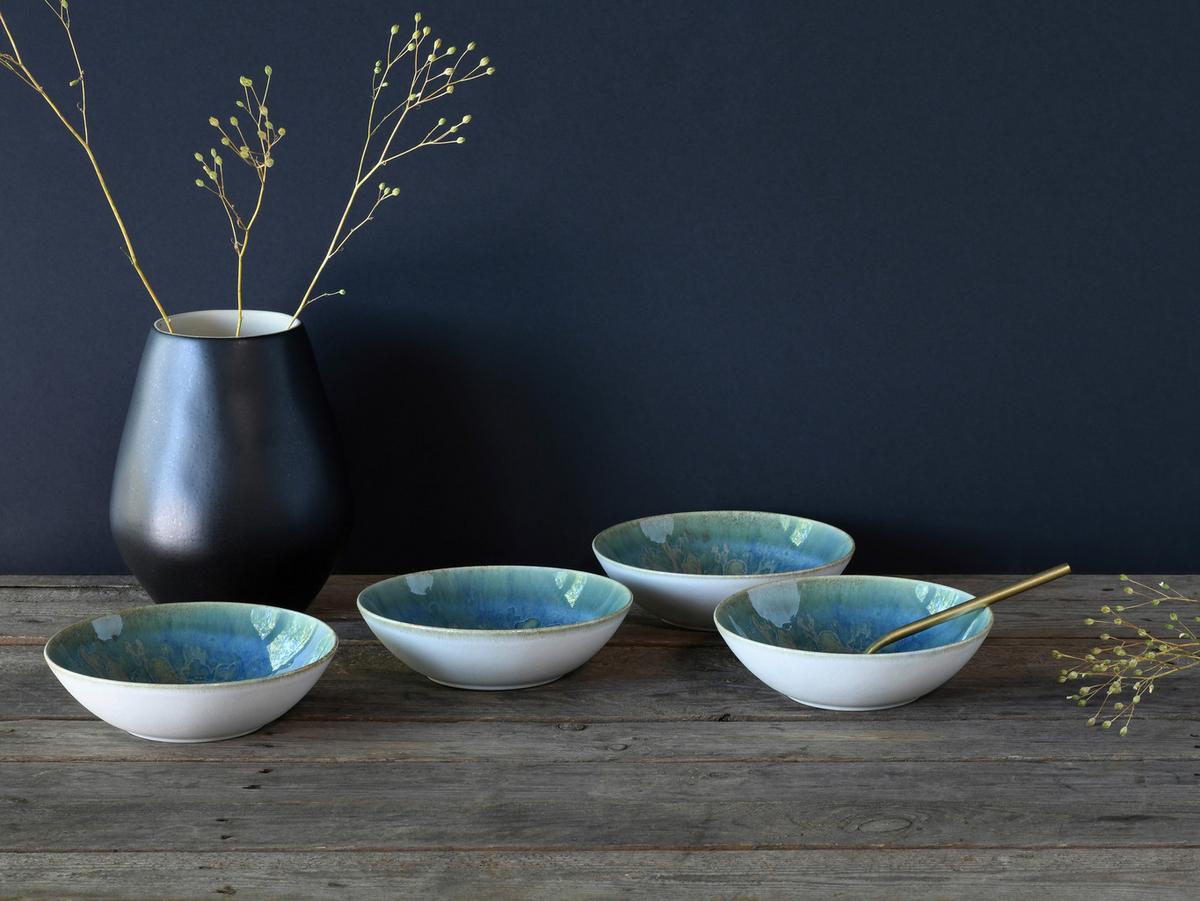 Set Skodelic Yuki Uno, 4-Delni - modra/zelena, Basics, keramika (17cm) - Creatable