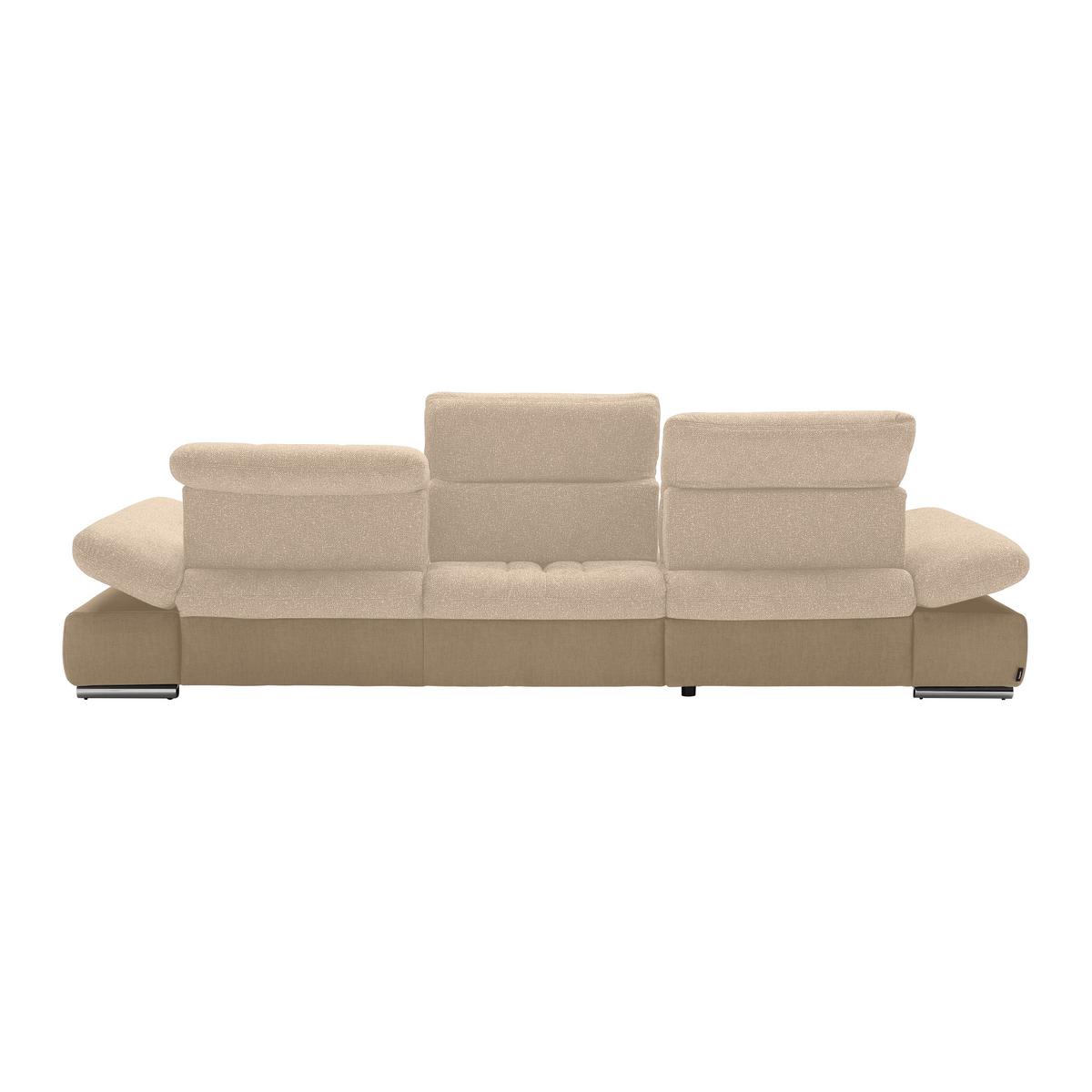 Wohnlandschaft Sanfino Taupe/Beige - Taupe/Chromfarben, KONVENTIONELL, Holz/Textil (199/79-96/305cm) - Premium Living