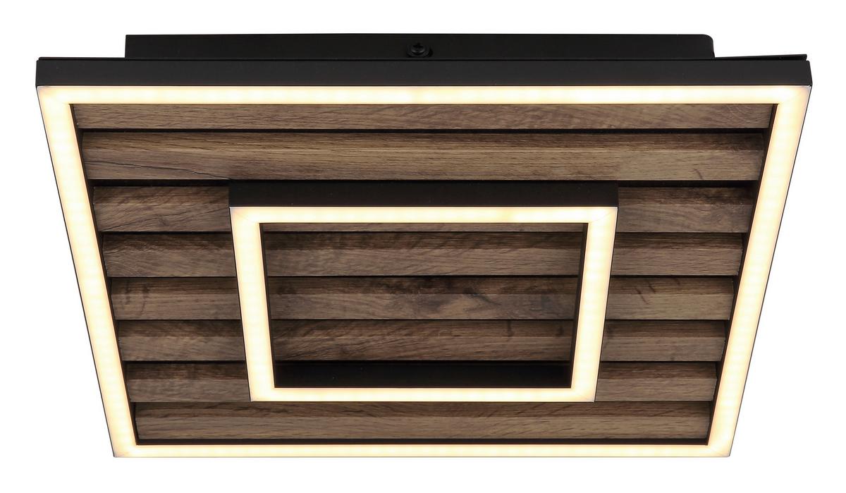 LED Mennyezeti Lámpa 67345d Woody - sötétbarna/fekete, Natur, műanyag/faalapú anyag (30/30/6cm) - Globo