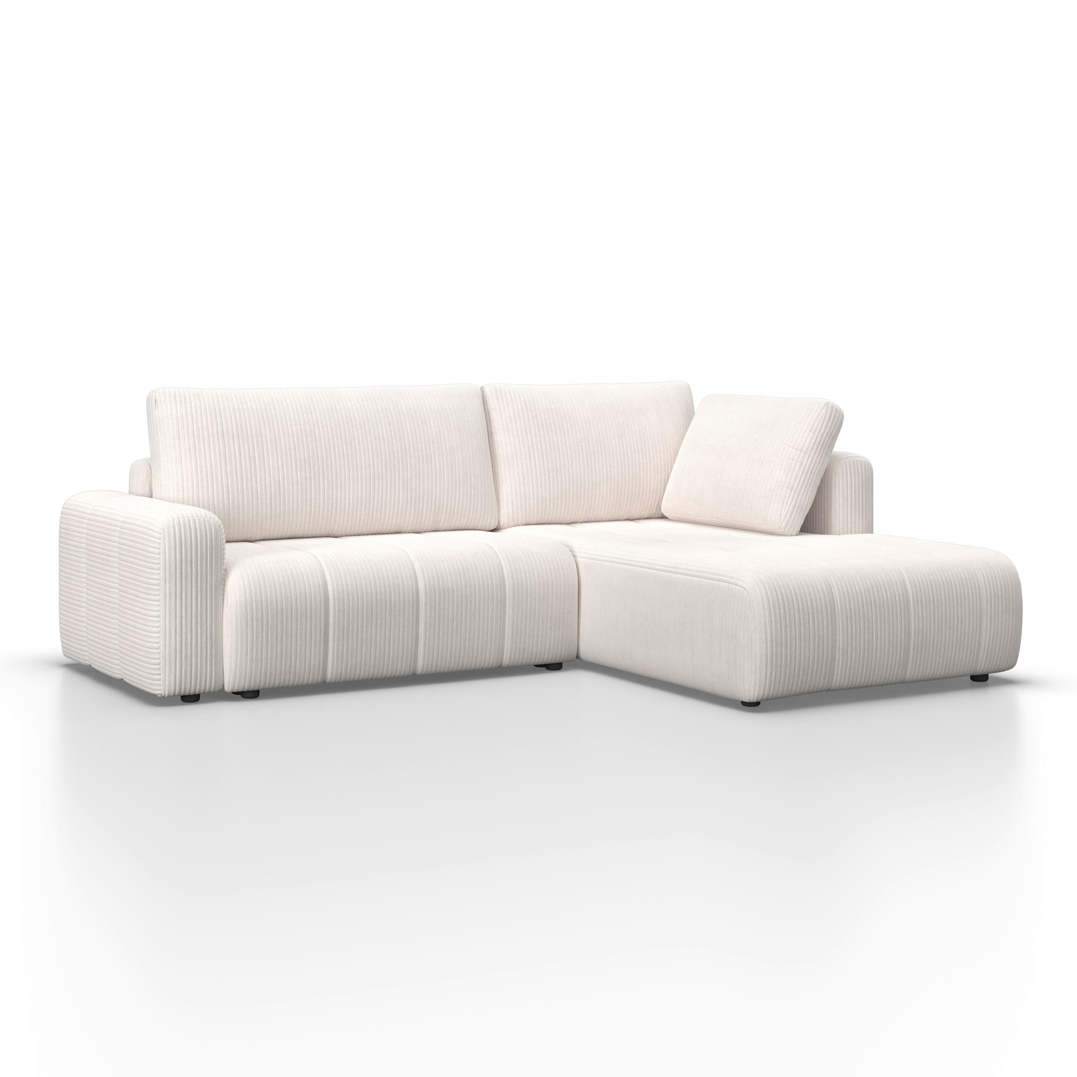 Sarokgarnitúra Ágyfunkcióval Gia - fehér/szürke, Modern, textil/fa (261/197cm) - Bessagi Home