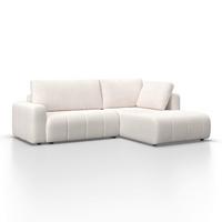 Wohnlandschaft Gia mit Schlaffunktion Weiß Cord - Schwarz/Weiß, MODERN, Holz/Kunststoff (261/94/197cm) - Bessagi Home
