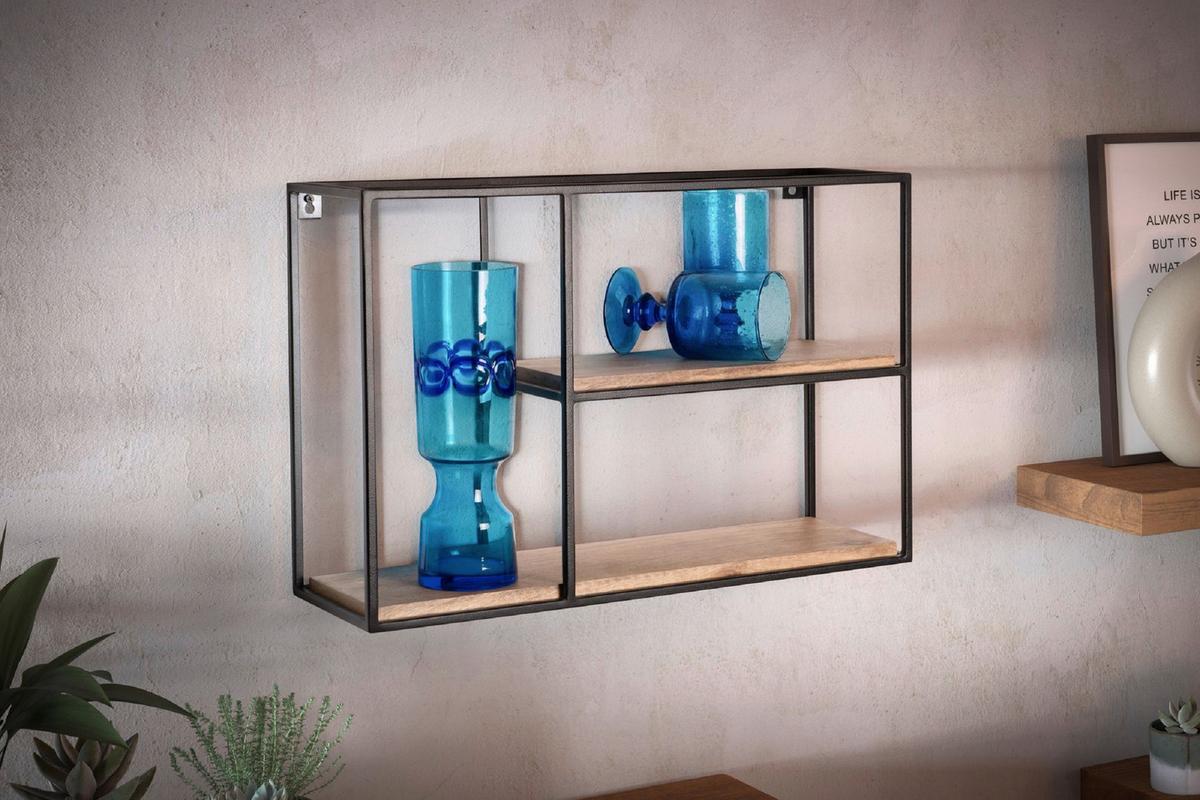 Stenski Regal Wl6.748 - črna, Design, kovina/les (60/40/18cm) - MID.YOU