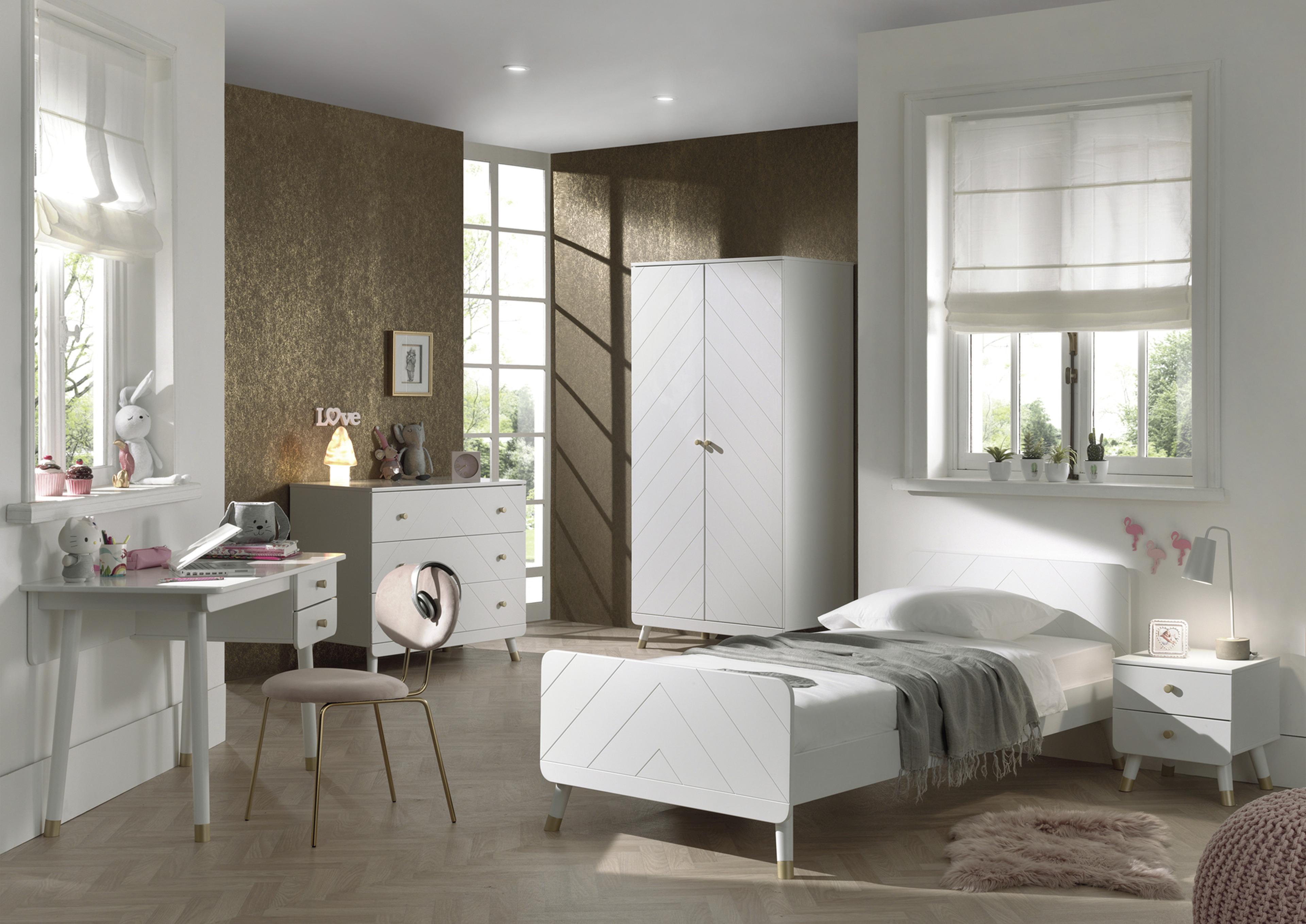 Drehtürenschrank Billy ca. 100x200 cm Weiß - Goldfarben/Weiß, MODERN, Holzwerkstoff/Kunststoff (100/200/59cm) - MID.YOU