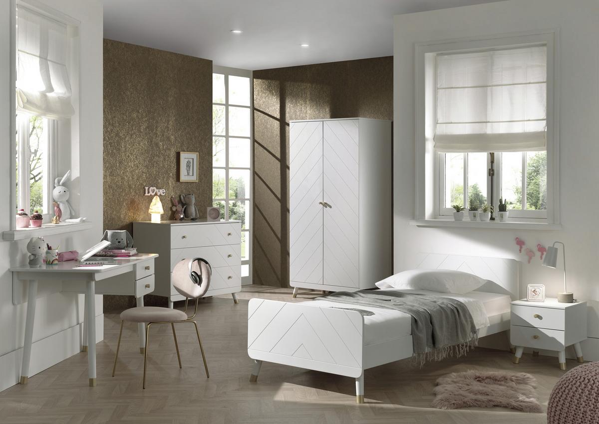 Drehtürenschrank Billy ca. 100x200 cm Weiß - Goldfarben/Weiß, MODERN, Holzwerkstoff/Kunststoff (100/200/59cm) - MID.YOU