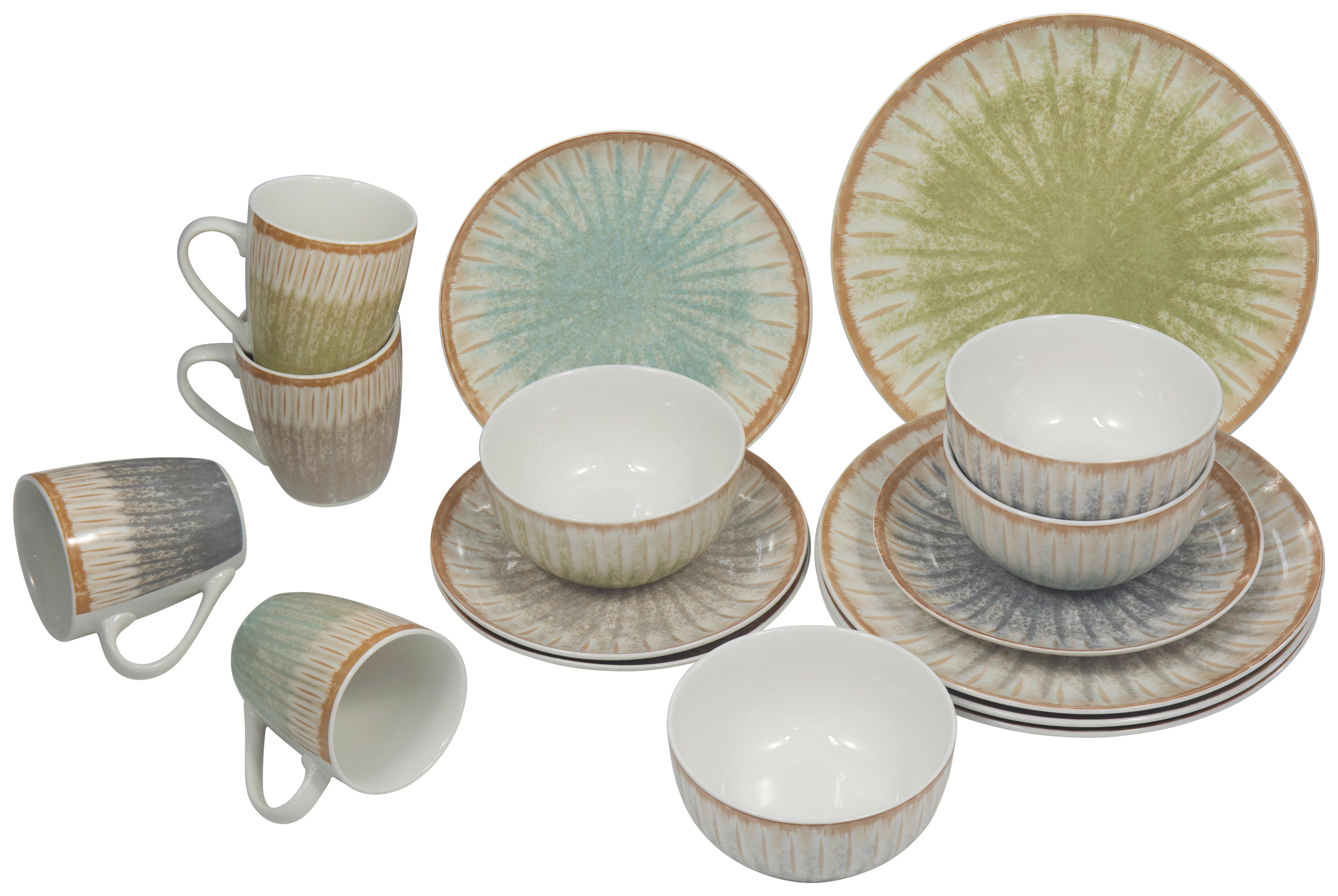 Kombiservice Soleil Multicolor, 16-teilig - Türkis/Grau, KONVENTIONELL, Keramik - Mömax