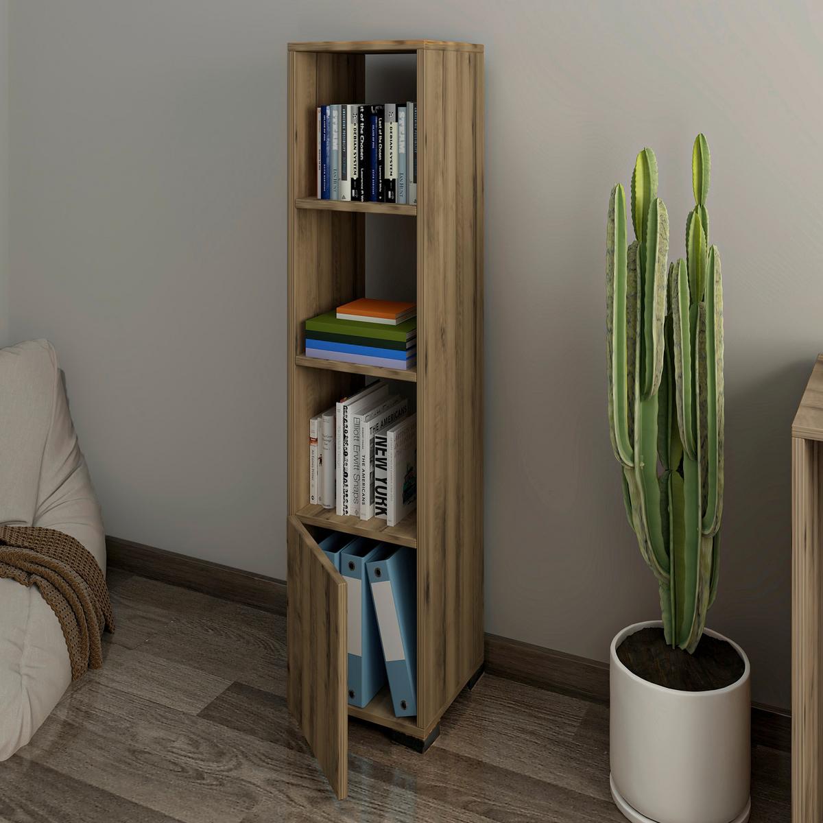 BÜCHERWAND KUZEY BÜCHEREGAL - Nussbaumfarben, Design, Holzwerkstoff (31/136/30cm) - Livetastic