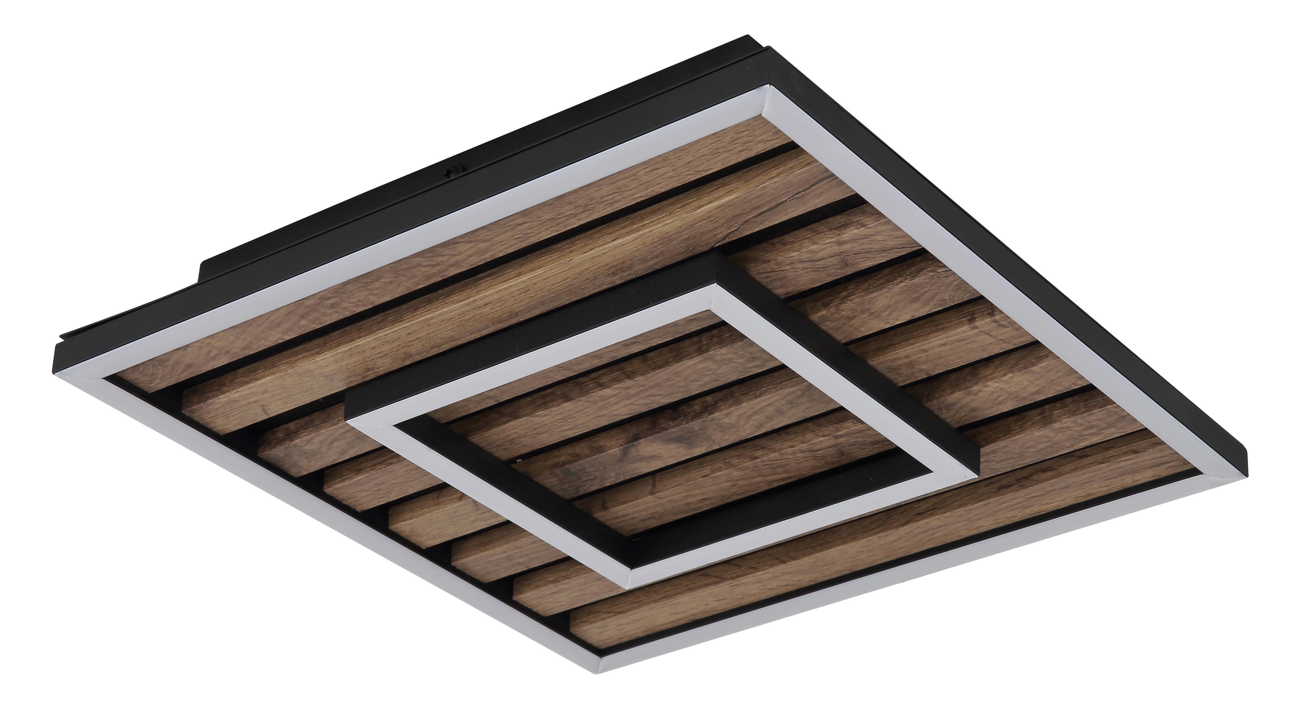 LED-DECKENLEUCHTE 67345D WOODY - Weiss/Dunkelbraun, Natur, Holzwerkstoff/Kunststoff (30/30/6cm) - Globo