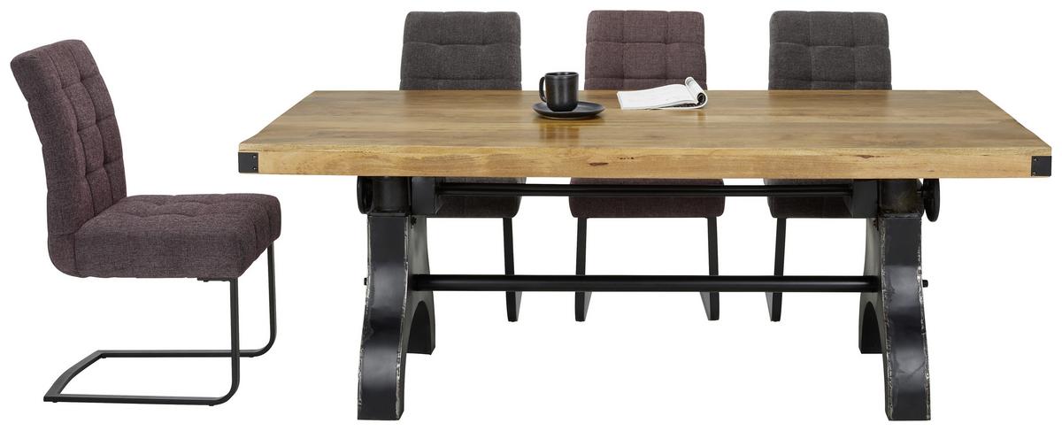 Jedilna Miza Industrial, Naravne Barve, Črna, 200x90 - črna/naravne barve, Trendi, kovina/les (200/90/76cm) - Premium Living