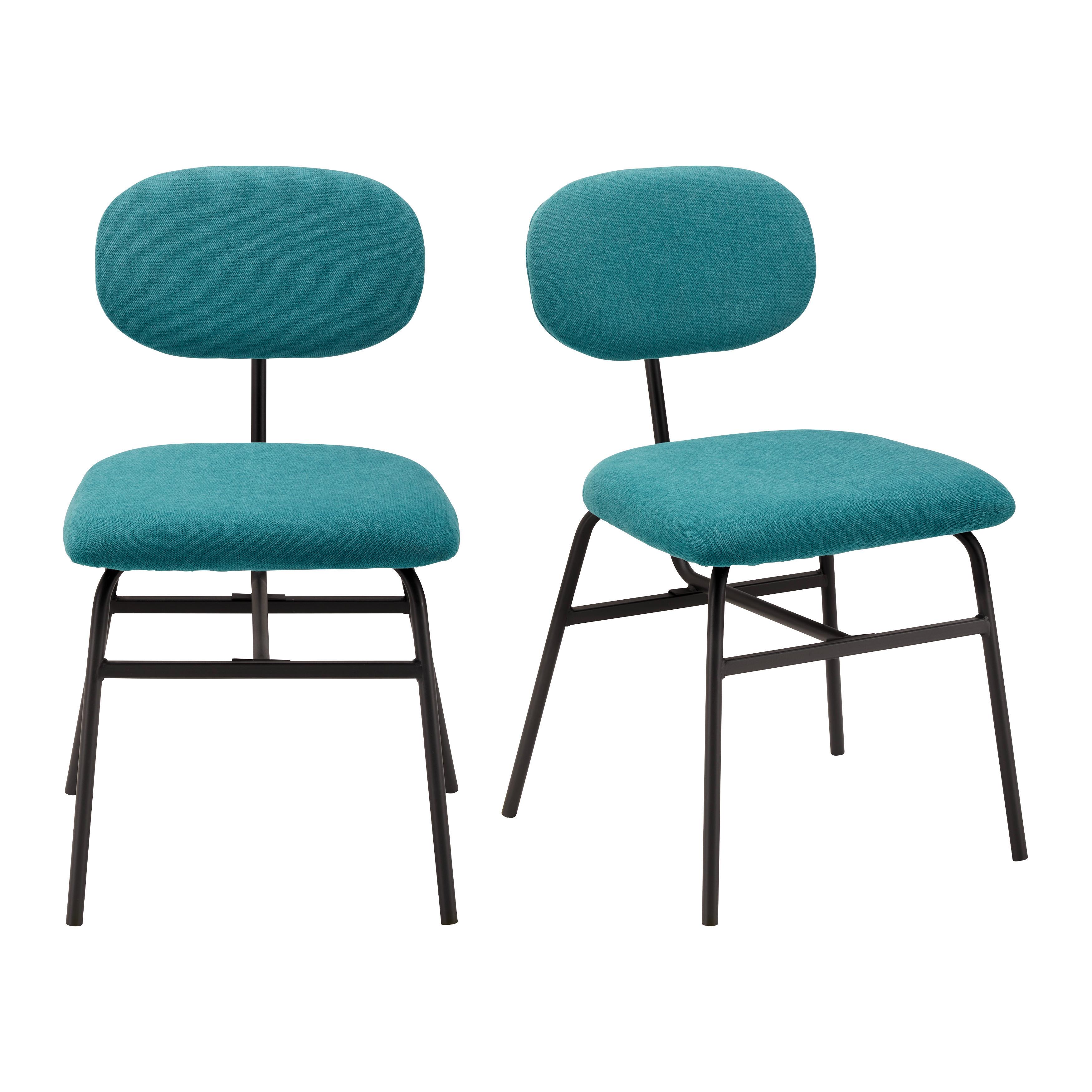 Stuhl-Set "Pino", türkis - Türkis/Schwarz, MODERN, Holz/Textil (46/80/55cm) - Bessagi Home