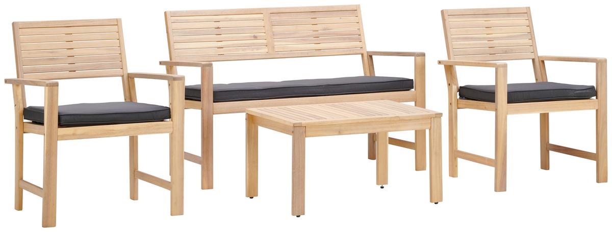 Lounge Garnitura Bergen, Barva Akacije, Temno Siva - temno siva/barve akacije, Moderno, tekstil/les (73cm) - Beldano