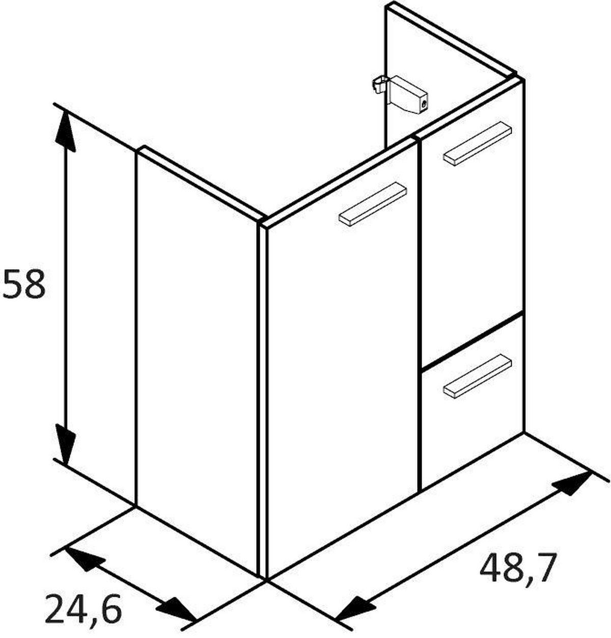 Waschtischkombi Matteo Weiß - Weiß Hochglanz/Silberfarben, MODERN, Keramik/Holzwerkstoff (50cm) - MID.YOU