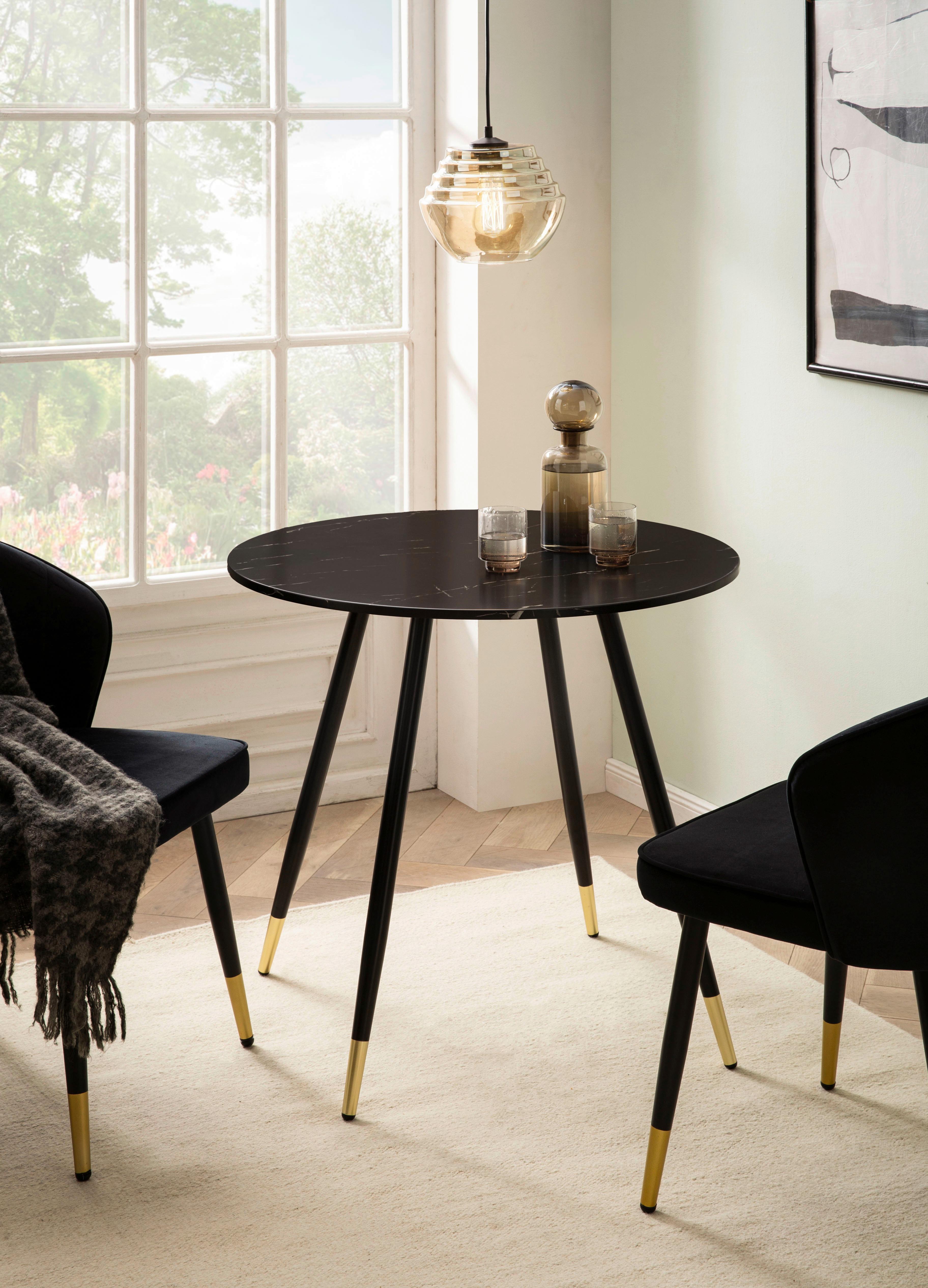ESSTISCH WL6.873 - Goldfarben/Schwarz, Design, Holzwerkstoff/Metall (75/75/76cm) - Livetastic