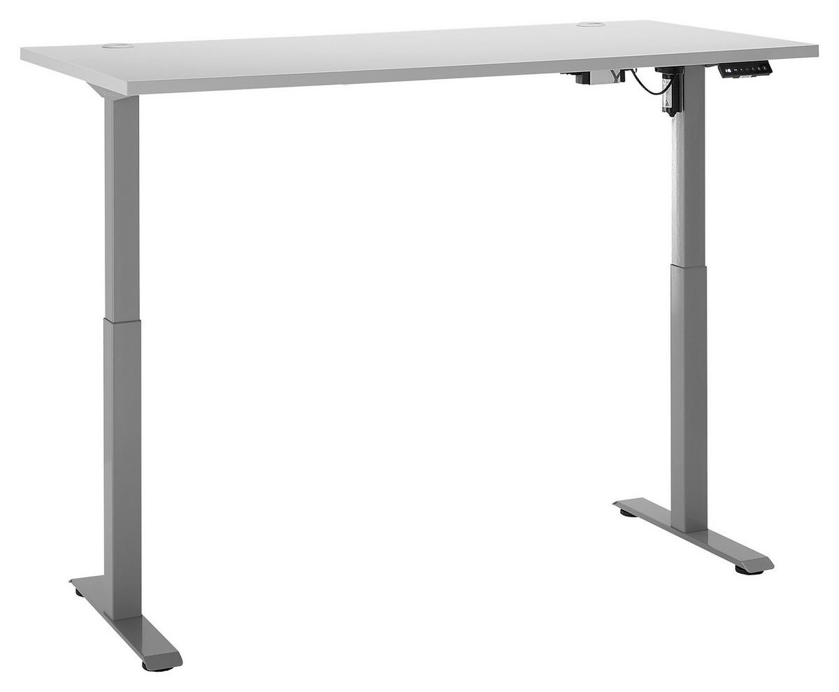 BIURKO FINITO II - kolor srebrny/jasnoszary, Basics, materiał drewnopochodny/metal (160/77/74,3-118,3cm) - Carryhome