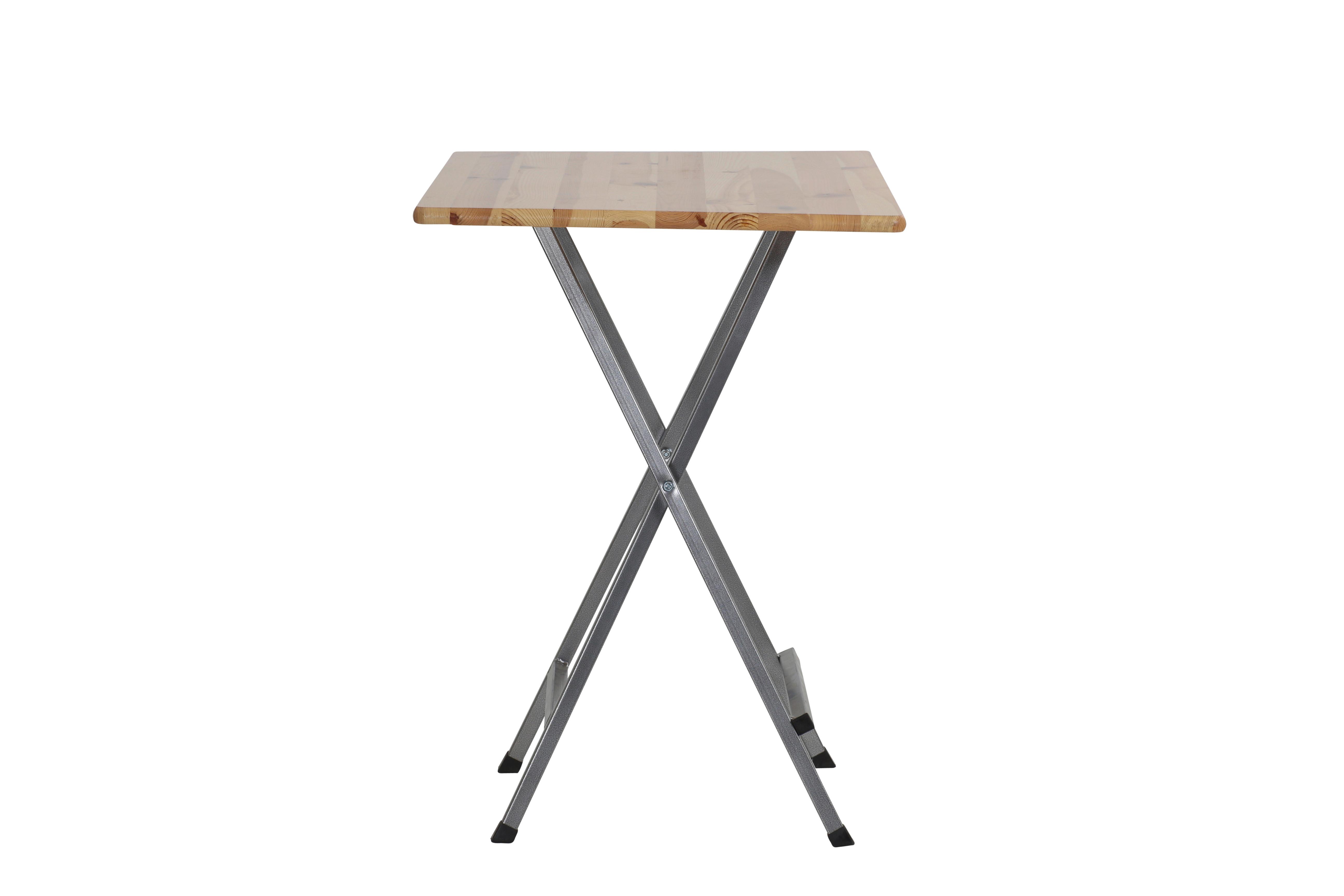Stehtisch Echtholz/Grau - Naturfarben/Grau, MODERN, Holz/Metall (80/120/118cm) - Gardenson