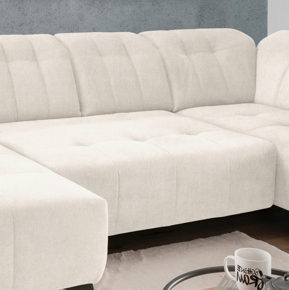 WOHNLANDSCHAFT SANO - Creme/Schwarz, MODERN, Textil/Metall (180/337/200cm) - Livetastic