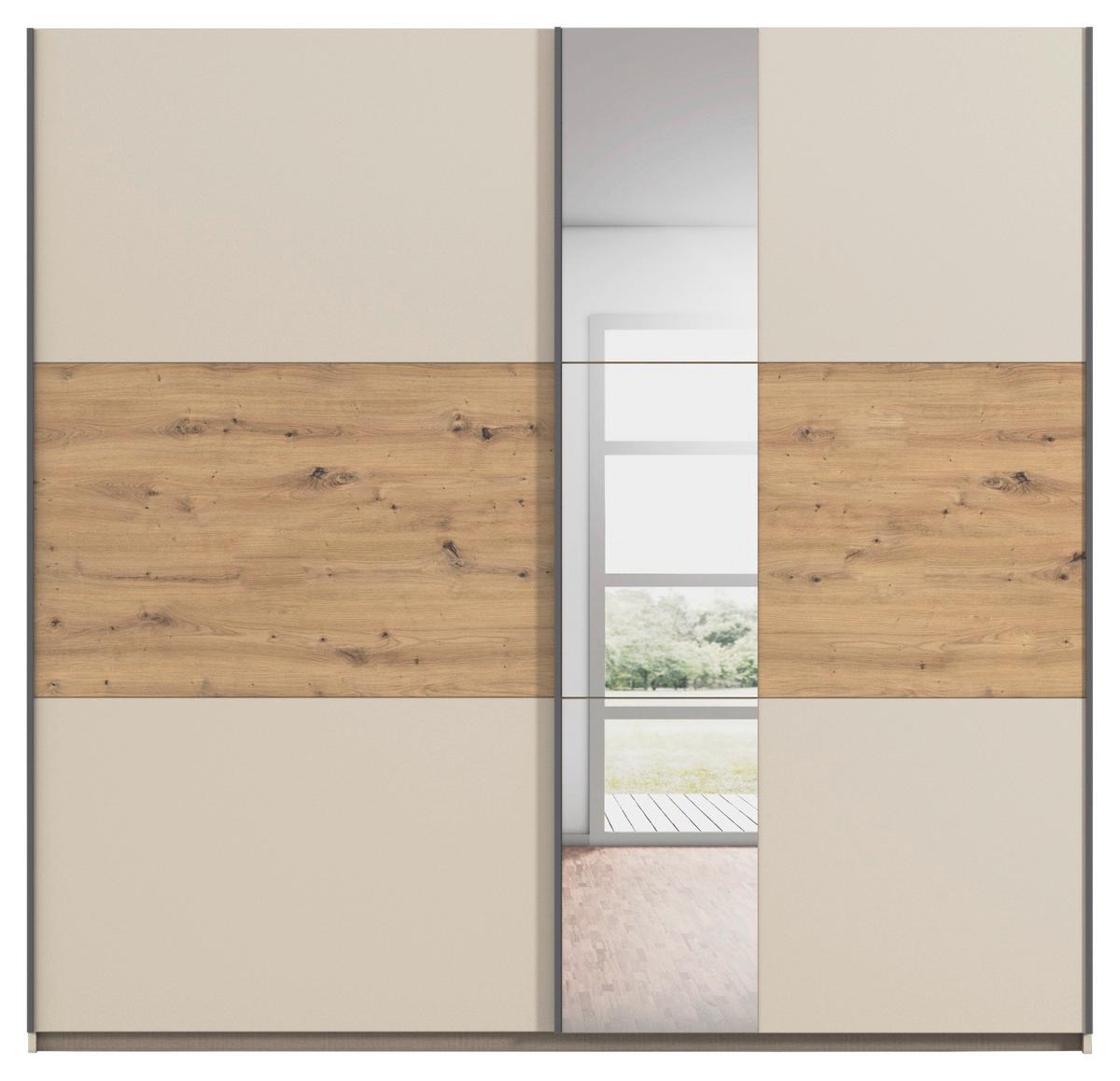 Schwebetürenschrank Ellmau Champagner/Eiche - Champagner/Eiche Artisan, KONVENTIONELL, Holzwerkstoff/Metall (218/210/59cm) - Premium Living