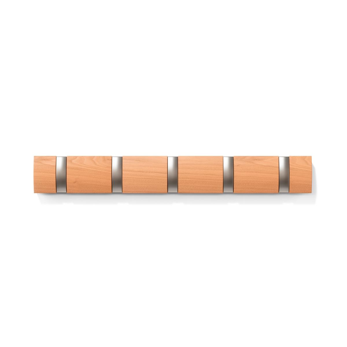 Zidna Vješalica Flip 5 - prirodne boje, Moderno, drvo/plastika (51/6/3cm) - Modern Living