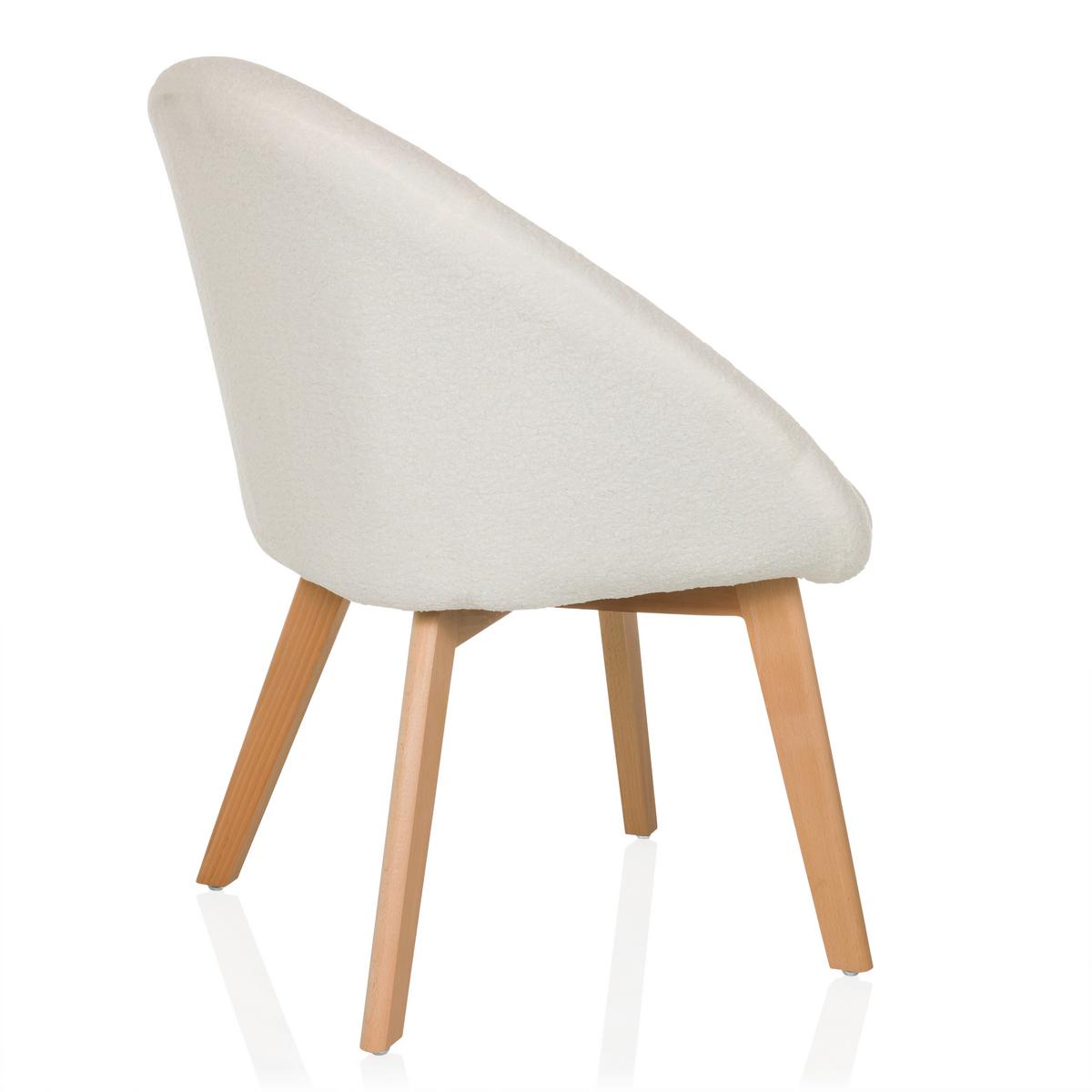 Naslanjač Scandi Ted, Bela - bela/barve bukve, Moderno, tekstil/les (68/85/62cm) - MID.YOU