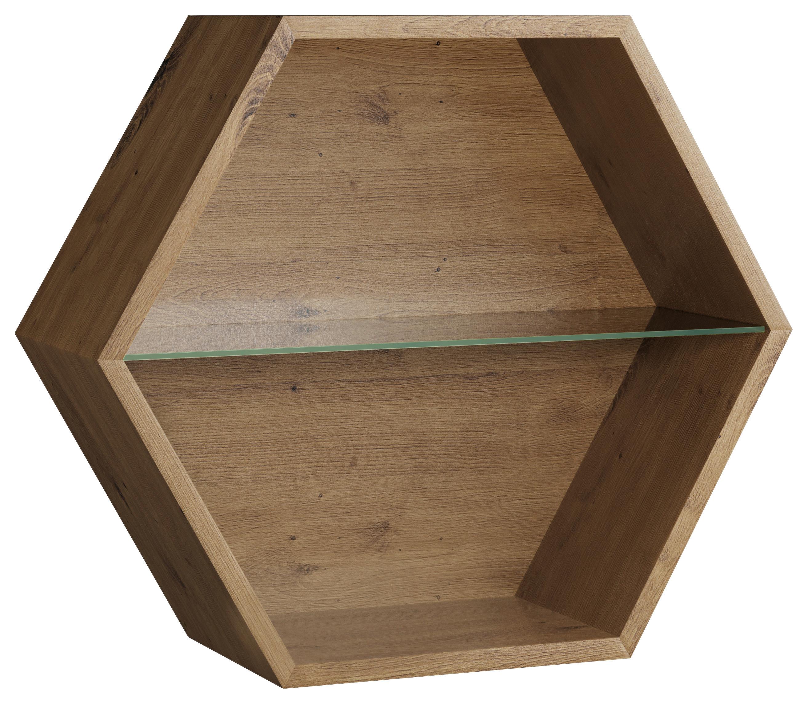 Wandregal Edge Eiche Artisan - Eiche Artisan, MODERN, Glas/Holzwerkstoff (51/44/19cm) - Mömax
