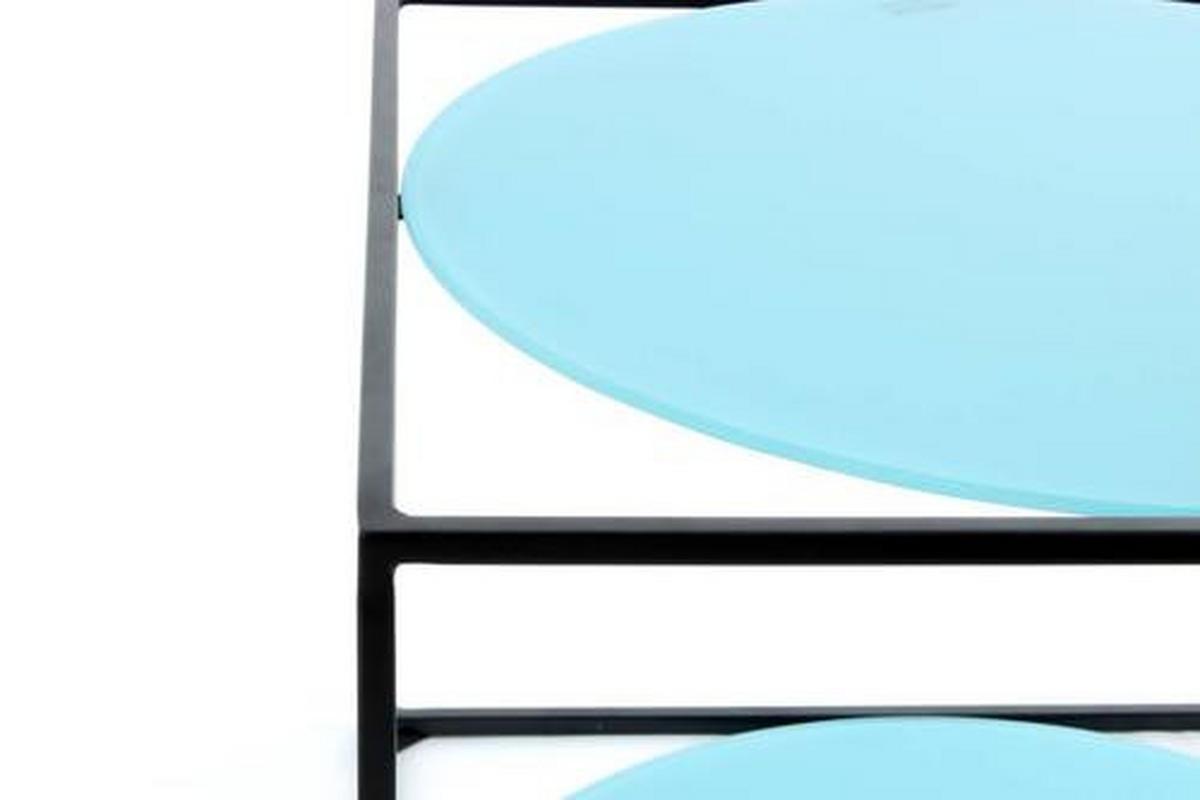 BEISTELLTISCH HMLT7 - Blau/Schwarz, Basics, Glas/Metall (50/50/36cm) - Kayoom