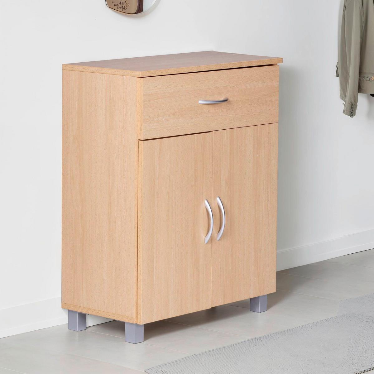 SCHUHSCHRANK SCHUHSCHRANK BUCHE OPTIK - Buchefarben/Grau, Design, Holzwerkstoff/Kunststoff (60/75/30cm) - MID.YOU