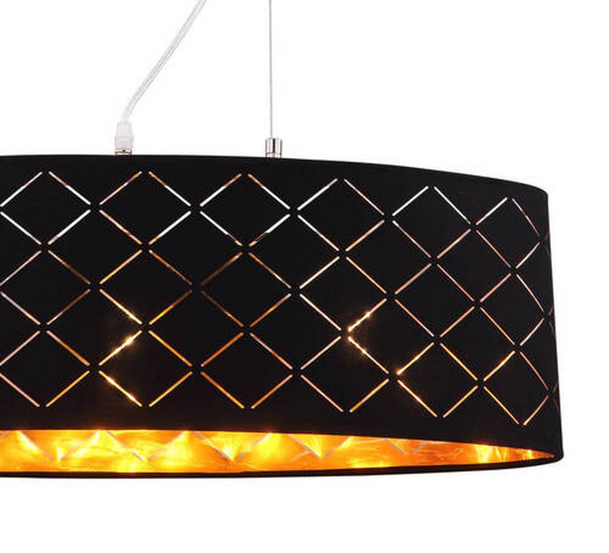 Hängeleuchte Clarke Goldfarben/Schwarz max. 7 Watt - Goldfarben/Schwarz, Basics, Textil/Metall (65/25/140cm) - Globo