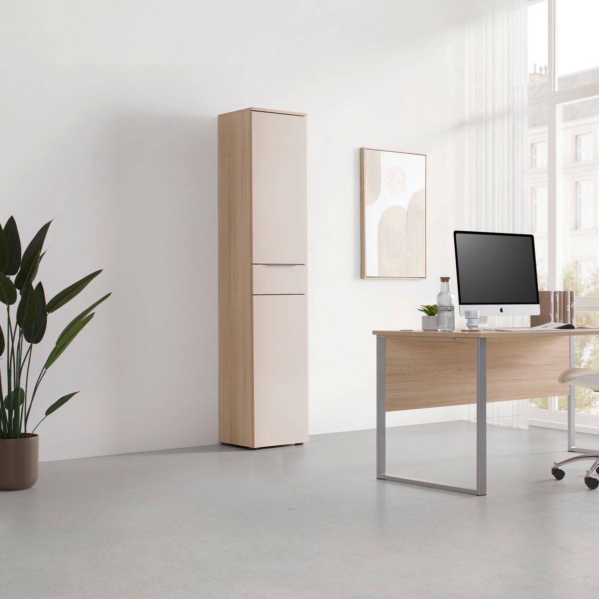 Schranksystem Siena Kaschmir/Eichefarben - Kaschmir/Chromfarben, MODERN, Holzwerkstoff/Metall (40/198/38cm) - Mömax