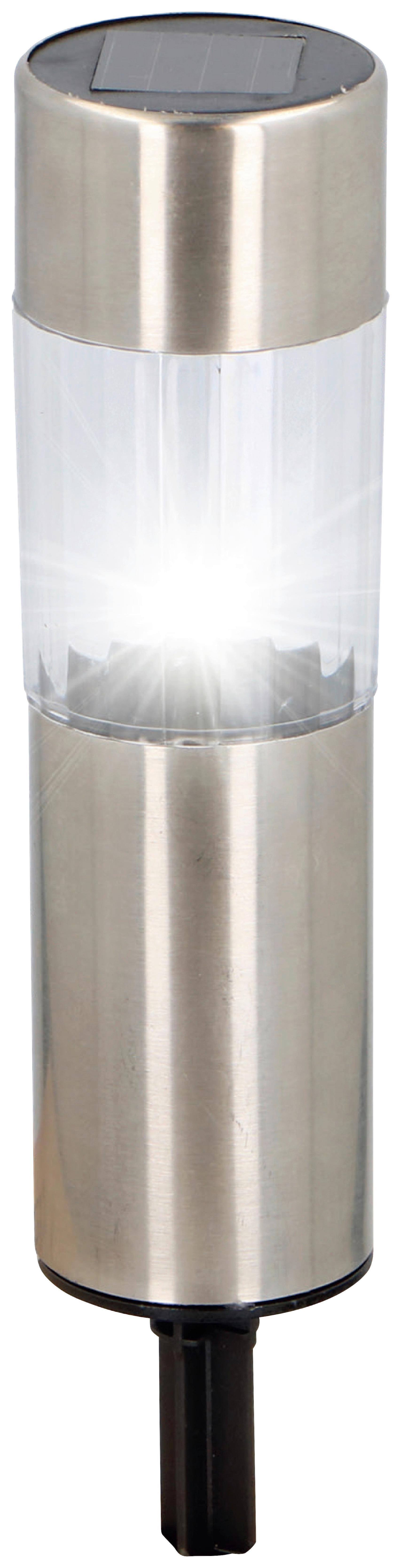 Solarleuchte Nim in Schwarz/Edelstahlfarben - Schwarz, Basics, Kunststoff/Metall (4,5/20cm) - Modern Living