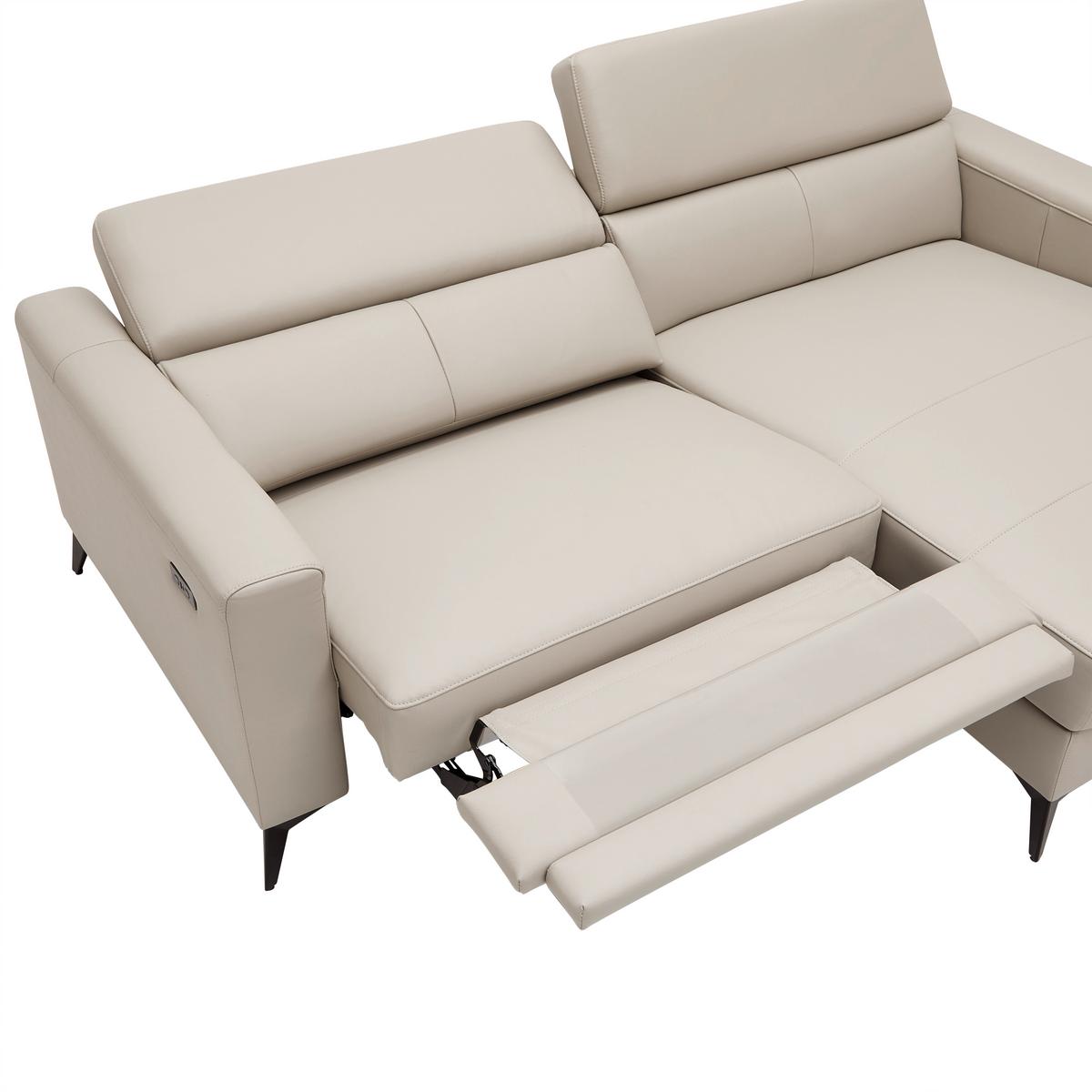 Ecksofa Bari Beige - beige/noir, Konventionell, cuir/métal (214/75-95/102-163cm) - Mömax