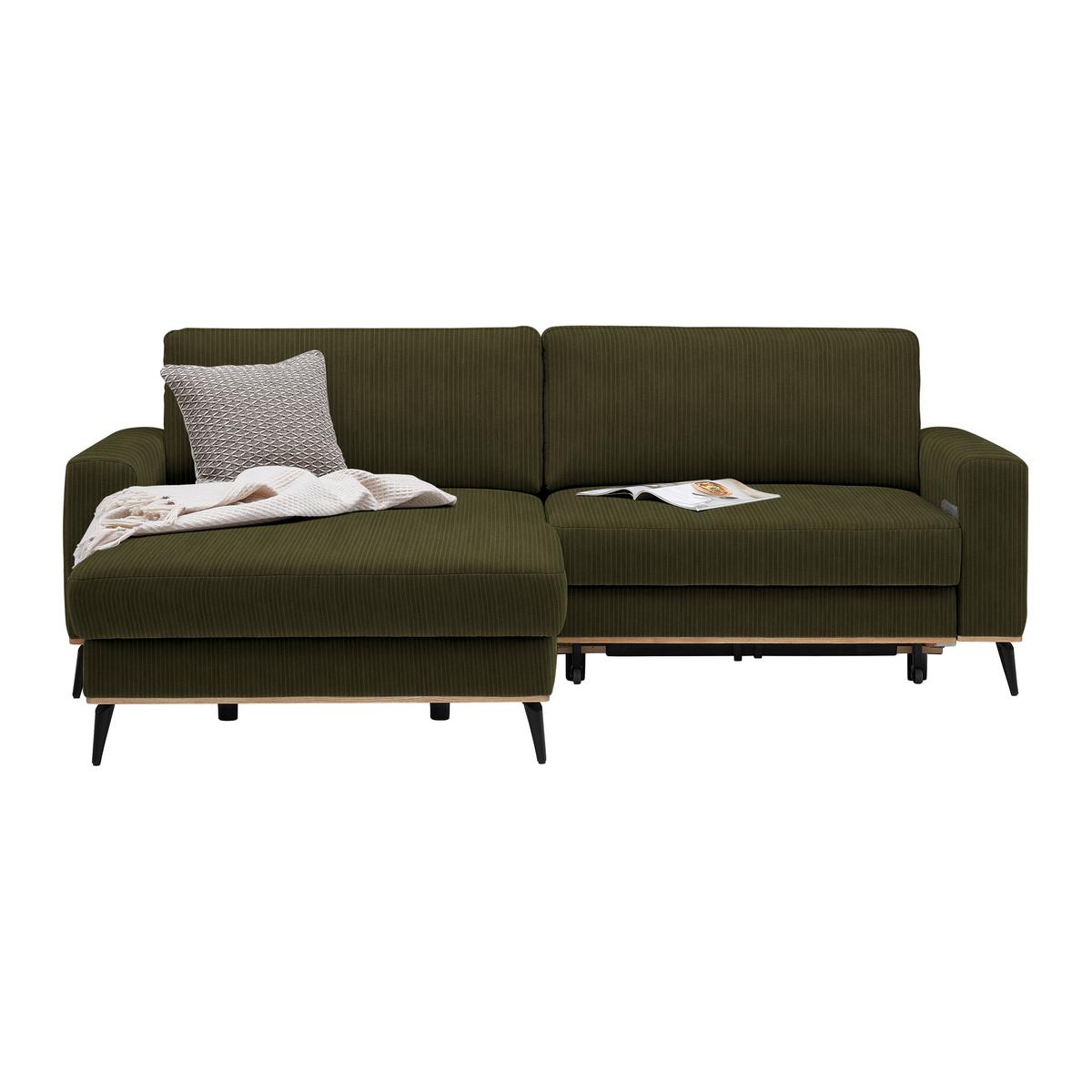 Wohnlandschaft Romeo Dunkelgrün - Dunkelgrün/Schwarz, KONVENTIONELL, Textil/Metall (167/87/234cm) - Zandiara