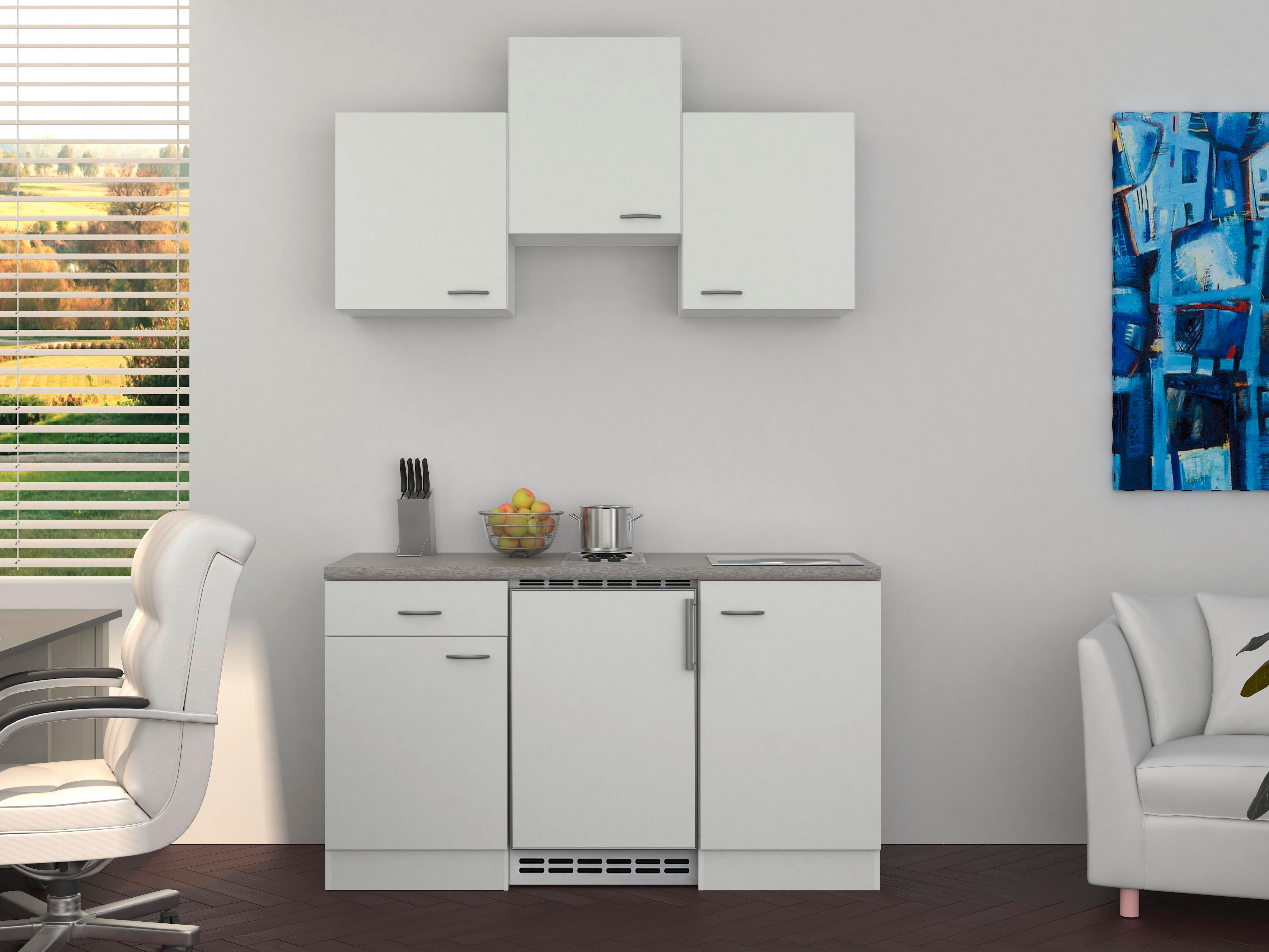 Majhna Kuhinja Z Aparati Wito, Bela - barve nerjavečega jekla/bela, Moderno, umetna masa/leseni material (150cm) - FlexWell