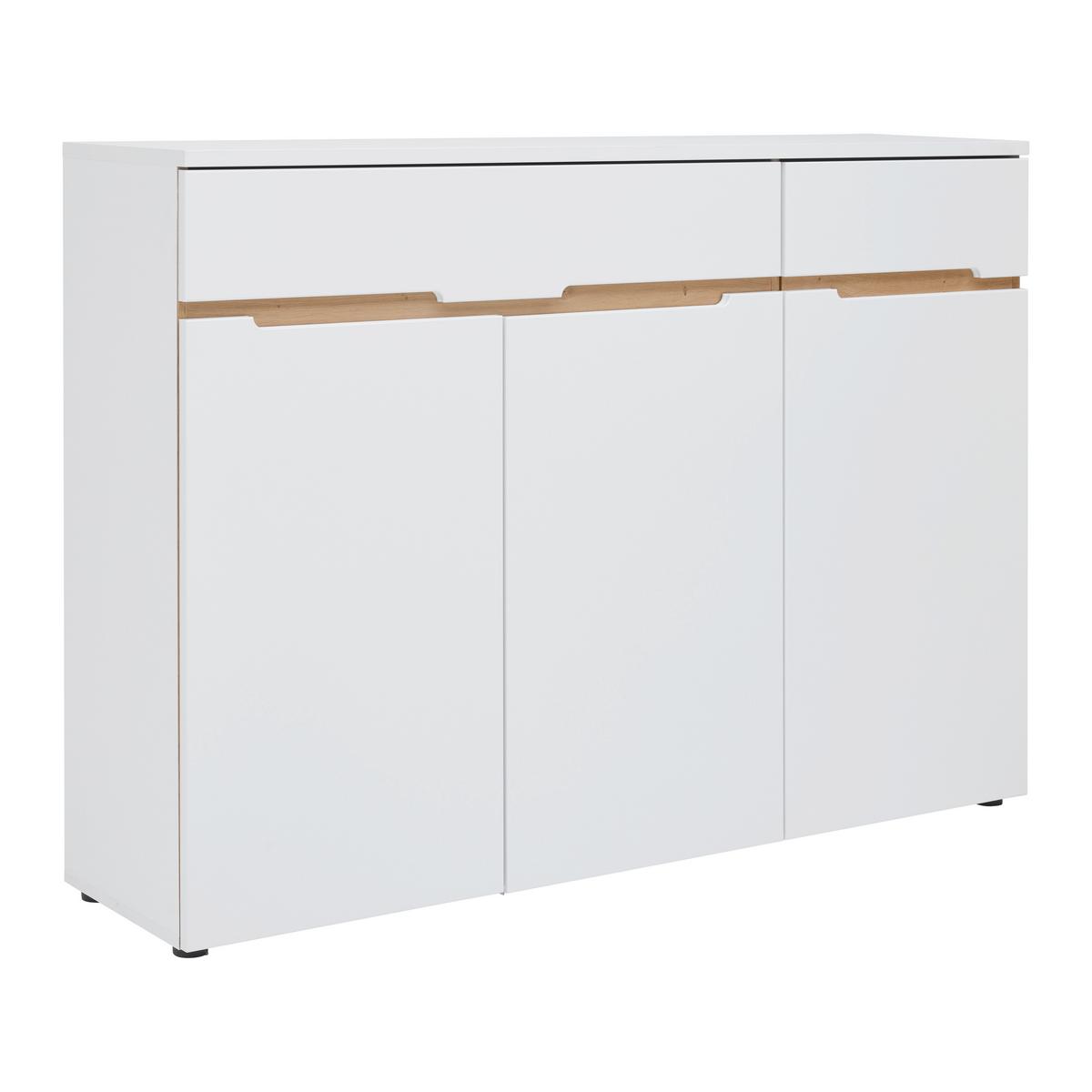 Sideboard Dallas Weiß/Eiche Artisan - Schwarz/Weiß, MODERN, Holzwerkstoff/Kunststoff (150/107/38cm) - Mömax
