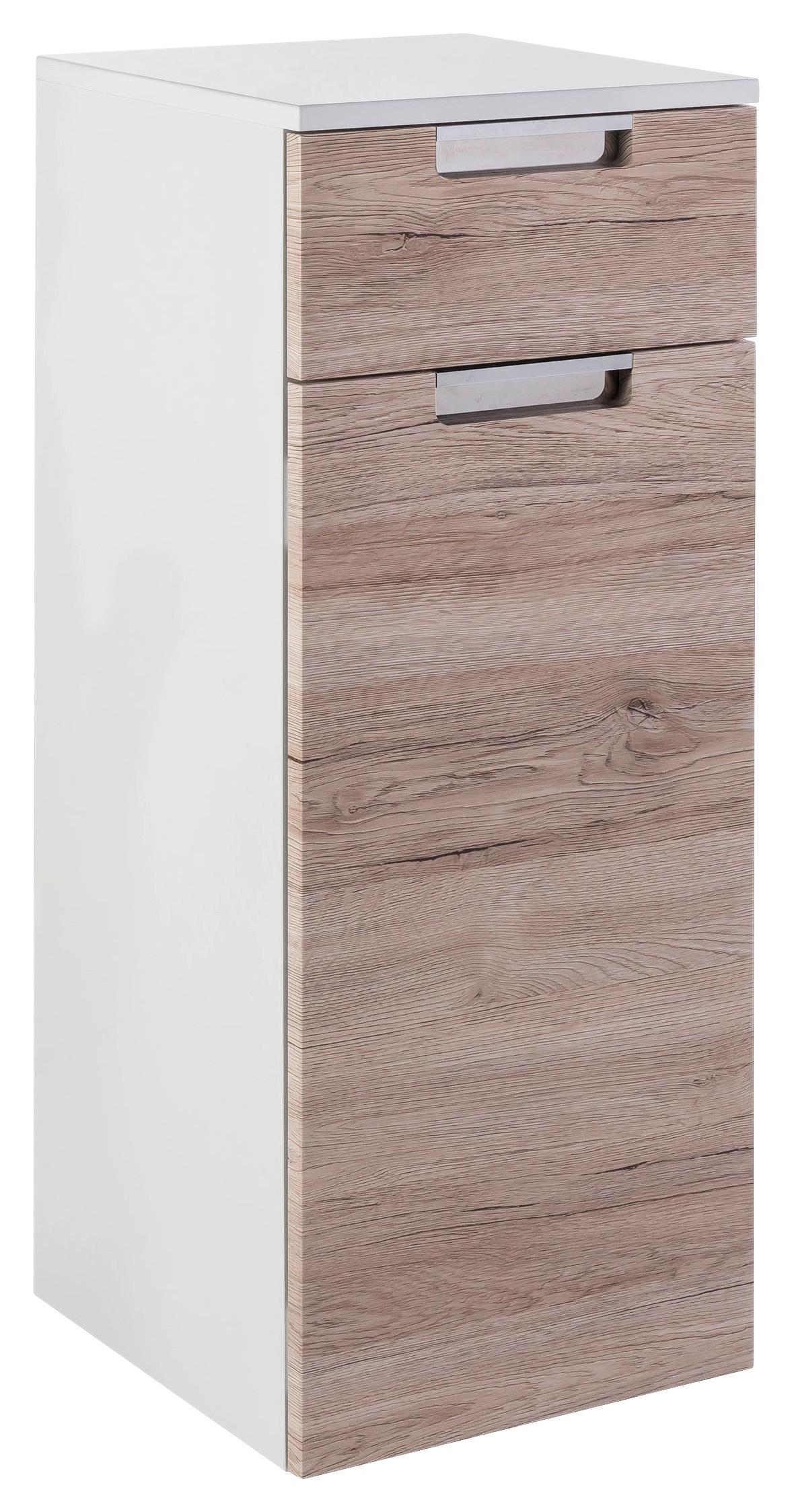 Unterschrank "Mars" , eiche - Chromfarben/Eichefarben, MODERN, Holzwerkstoff/Metall (33,0/88,5/35,0cm) - MID.YOU