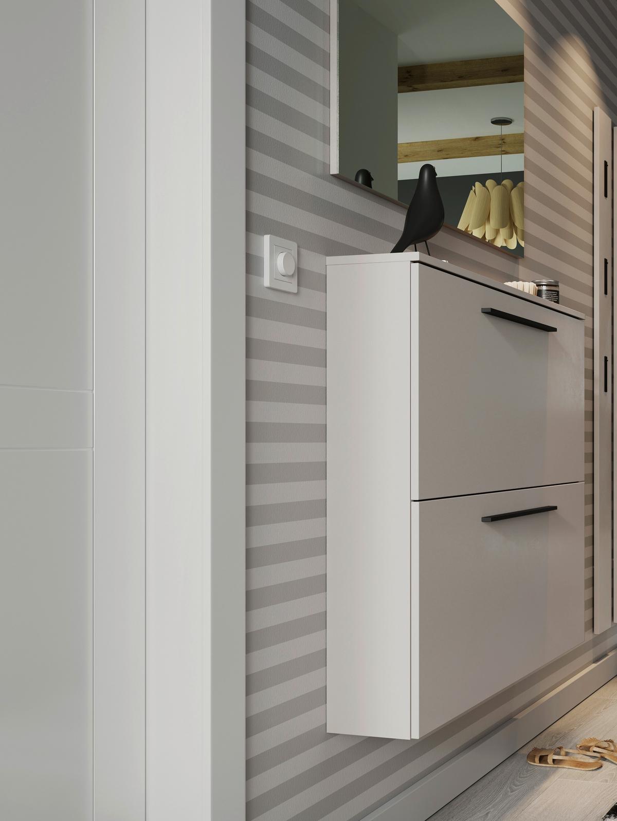 SZAFKA UCHYLNA NA BUTY GW-UTAH - czarny/kaszmir, Basics, materiał drewnopochodny/tworzywo sztuczne (100/85/19cm)