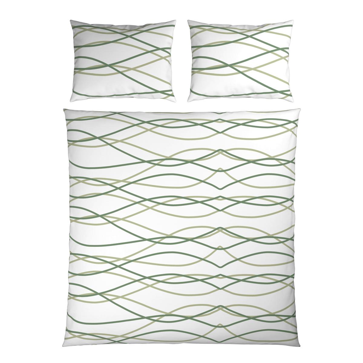 Bettwäsche Welle XXL Weiß/Hellgrün ca. 200x220cm - Weiß/Hellgrün, MODERN, Textil (200/220cm) - Mömax