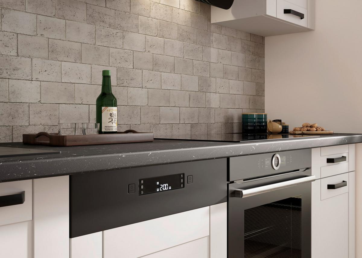 Blok Kuhinja Luna - bela/crna, Moderno, metal/pločasti materijal (250/218/60cm) - Modern Living