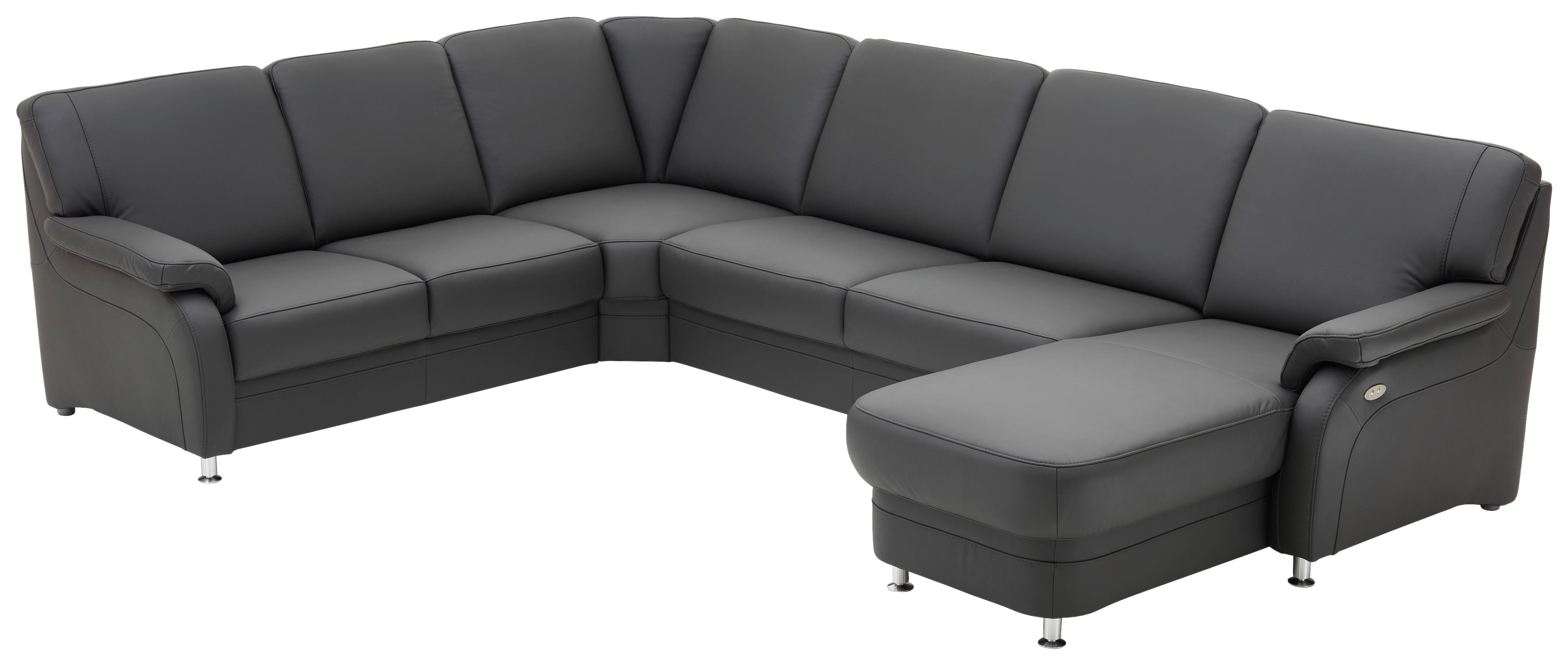 DUŻY NAROŻNIK TAULON - antracytowy/kolor aluminiowy, Konventionell, skóra/metal (239/329/165cm) - Beldomo Premium