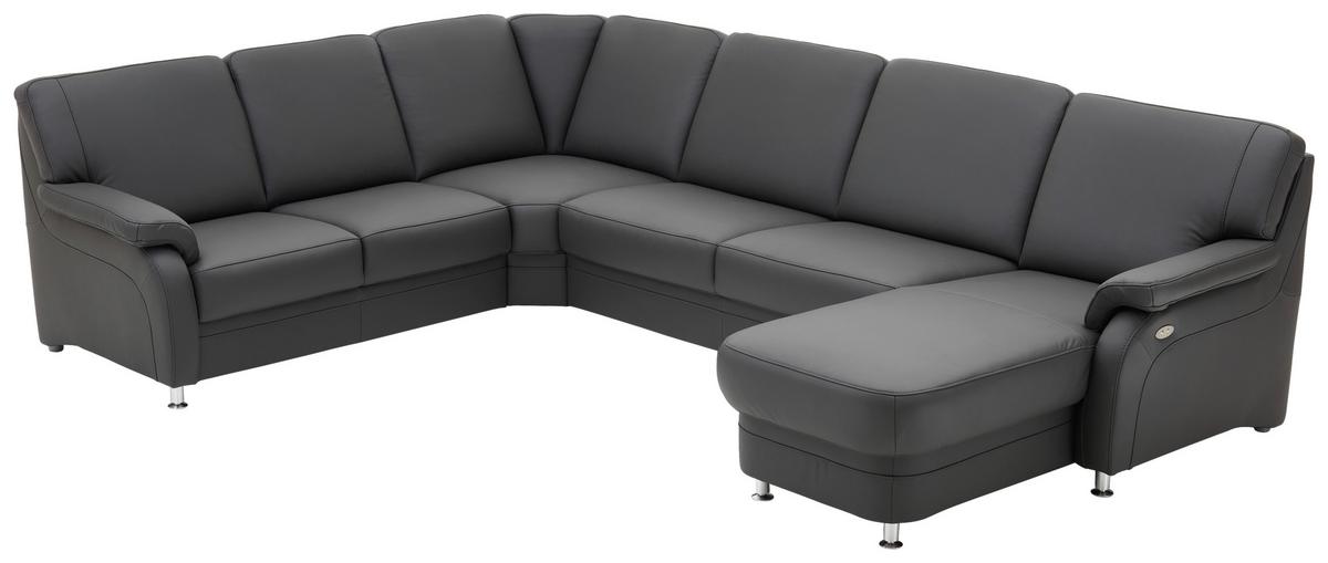 DUŻY NAROŻNIK TAULON - antracytowy/kolor aluminiowy, Konventionell, skóra/metal (239/329/165cm) - Beldomo Premium