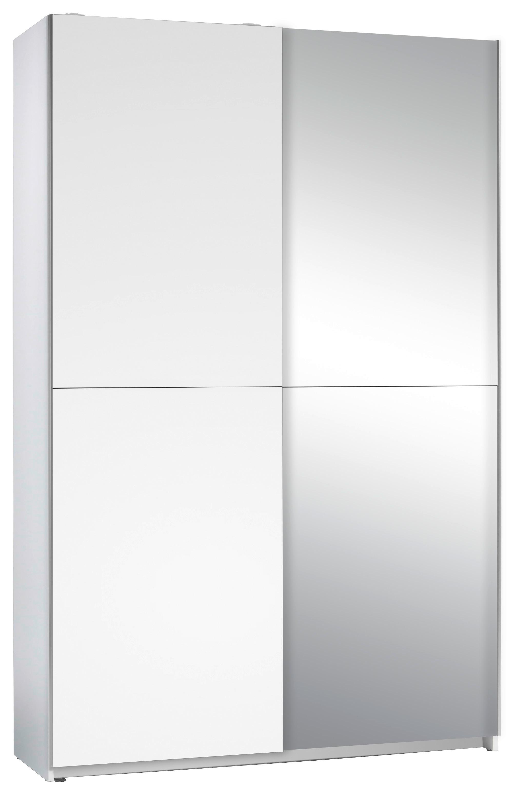 Ormar S Kliznim Vratima Slim - bijela/srebrne boje, Basics, staklo (125/195,5/38cm) - Modern Living