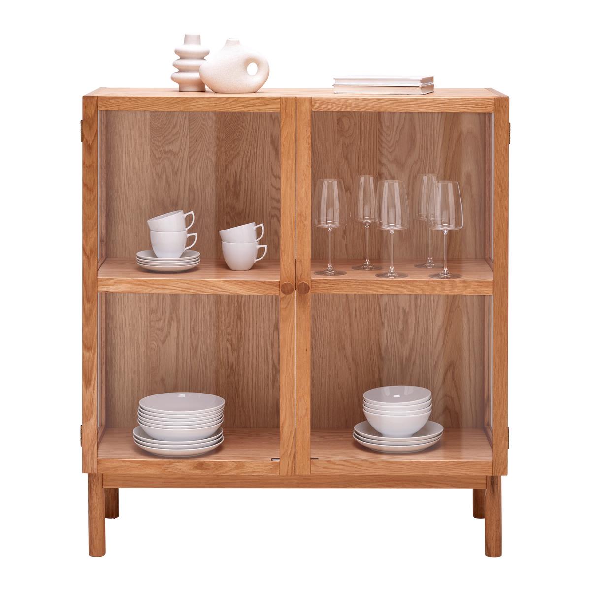 Komód Abir - tölgyfa színű, Modern, karton/Üveg (100/110/40cm) - Mömax
