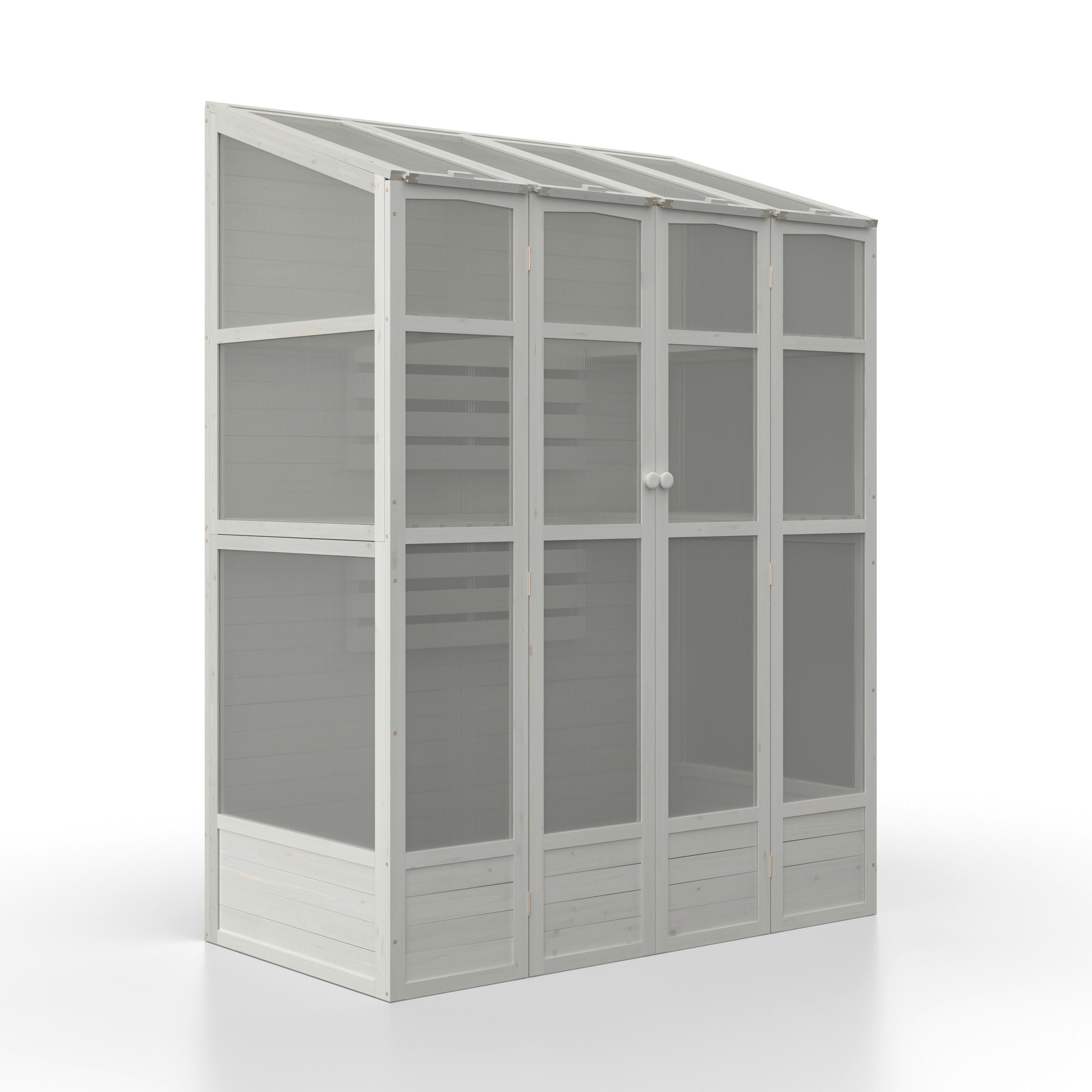 Gartenschrank Erin Weiß Echtholz/Kunststoff - Weiß, MODERN, Holz/Kunststoff (147/195/74cm) - Bessagi Garden