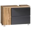 Waschbeckenunterschrank Varese B: 85 cm Grau/Eiche Wotan - Eiche Wotan/Grau, MODERN, Holzwerkstoff (85/56/35cm) - Held