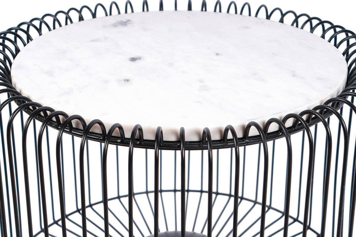 BEISTELLTISCH UOHXV-WHT - Weiss/Silberfarben, Basics, Stein/Metall (51/51/56,5cm) - Kayoom