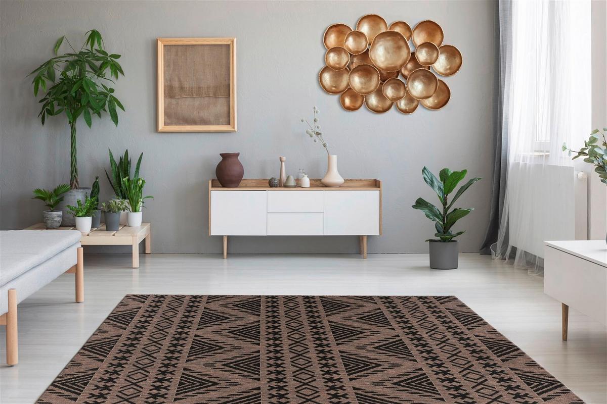 FLACHWEBETEPPICH SPLASH 500 GRAU / BRAUN - Braun/Grau, Konventionell, Textil (200cm) - Kayoom