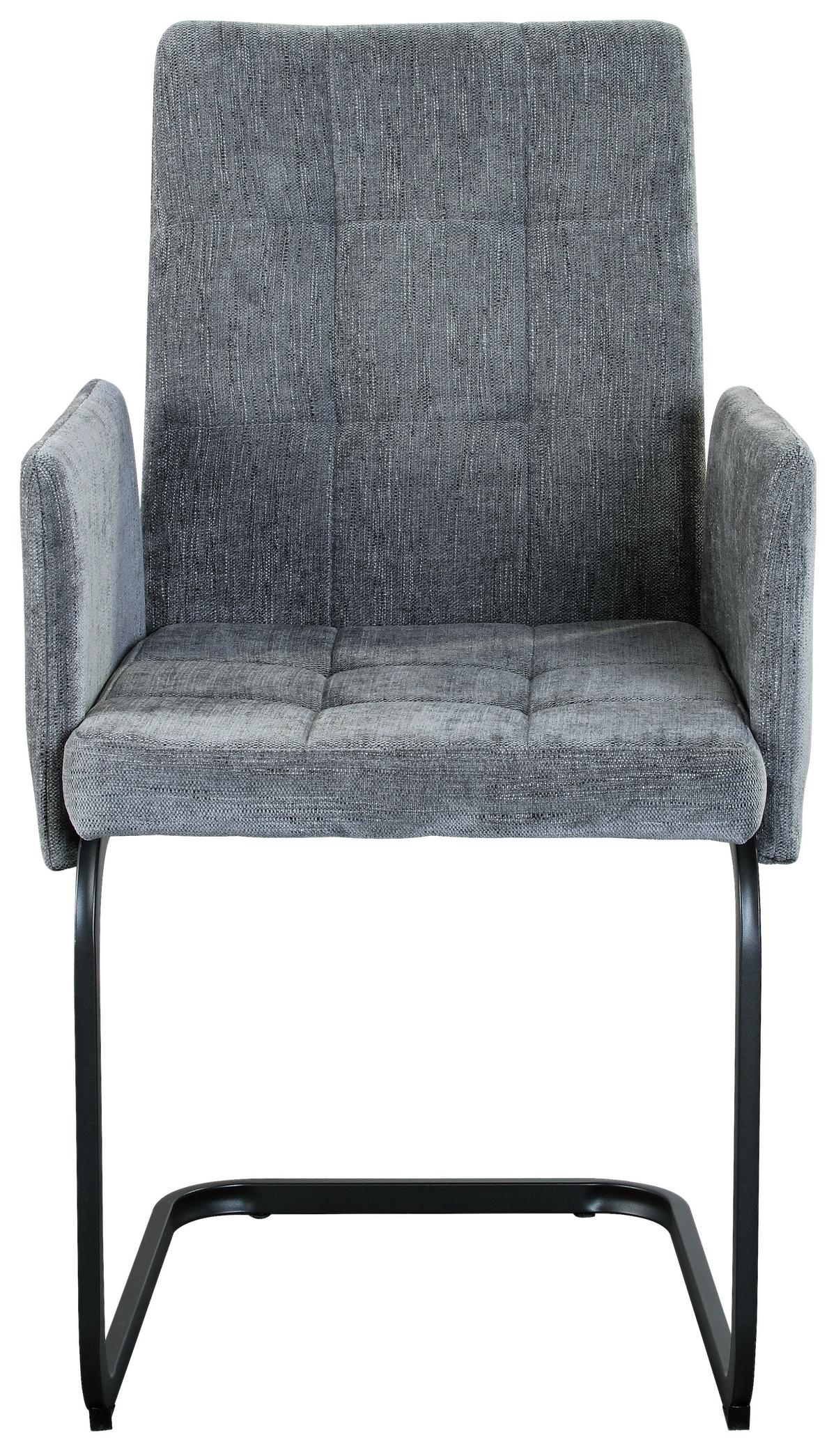 KRZESŁO Z PODŁOKIETNIKAMI BORDAL - jasnoszary/czarny, Modern, metal/tkanina (52/91/59,5cm) - MID.YOU