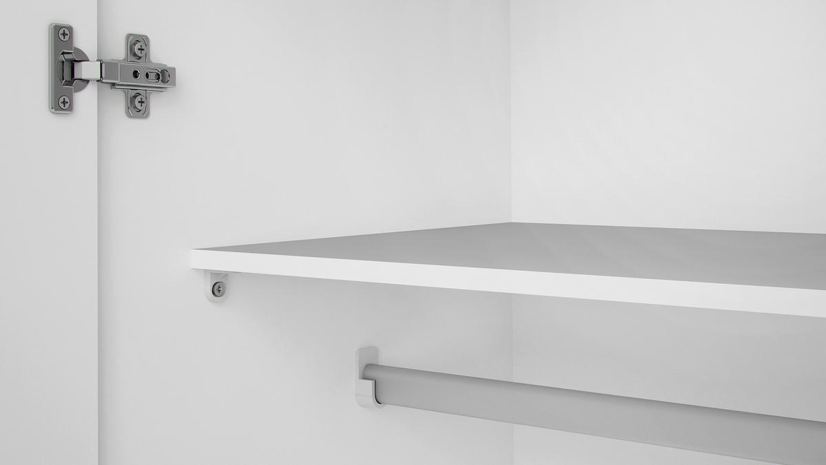 Omara Za Oblačila Space, Bela - srebrne barve/bela, Basics, kovina/leseni material (77,6/175,4/49,5cm) - MID.YOU