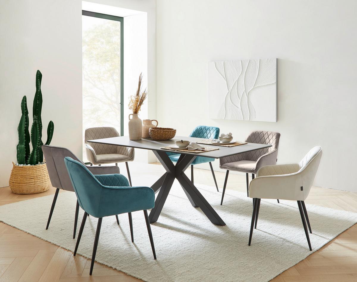 KRZESŁO Z PODŁOKIETNIKAMI STU - czarny/szary, Design, metal/tkanina (56/82,5/61,5cm) - Novel