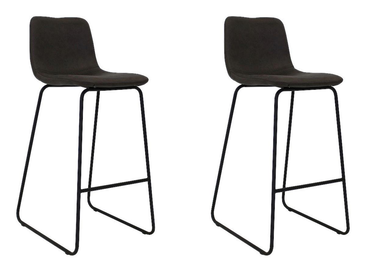 Barhocker-Set Byron Lederoptik ca. 48x102 cm 2er-Set Schwarz - Anthrazit/Schwarz, LIFESTYLE, Kunststoff/Metall (48/102/54cm) - MID.YOU